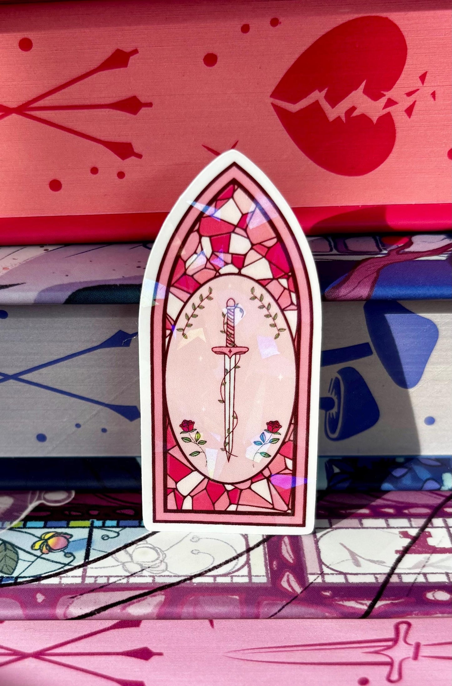 Mini Pink Stained Glass Fantasy Window Sticker
