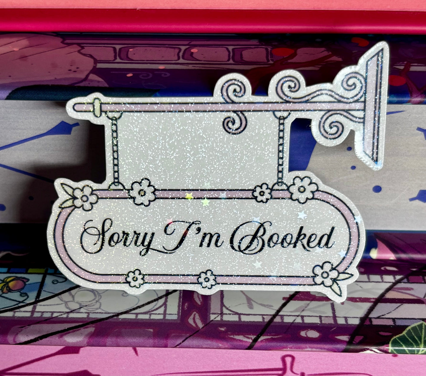 Mini Sorry I'm Booked Door Sign Style Sticker