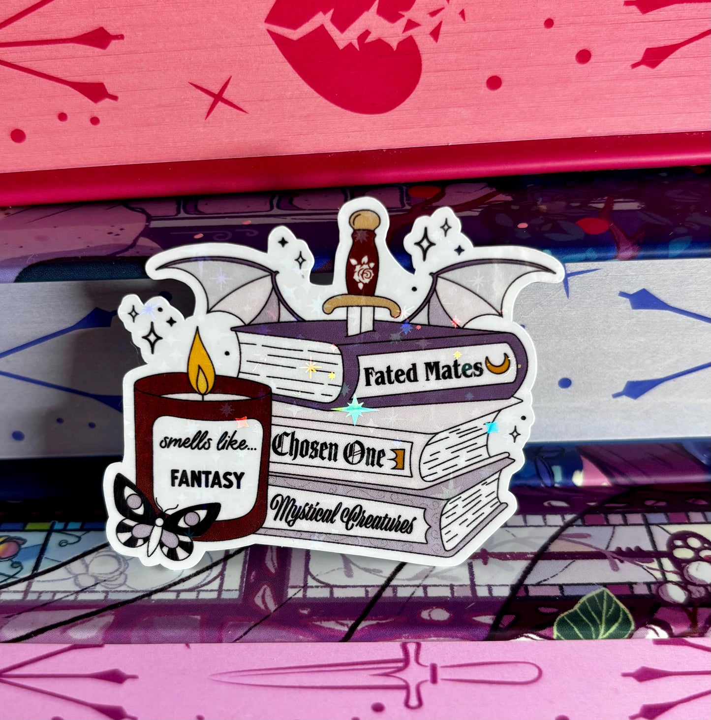 Mini Smells Like Fantasy Book Stack Sticker