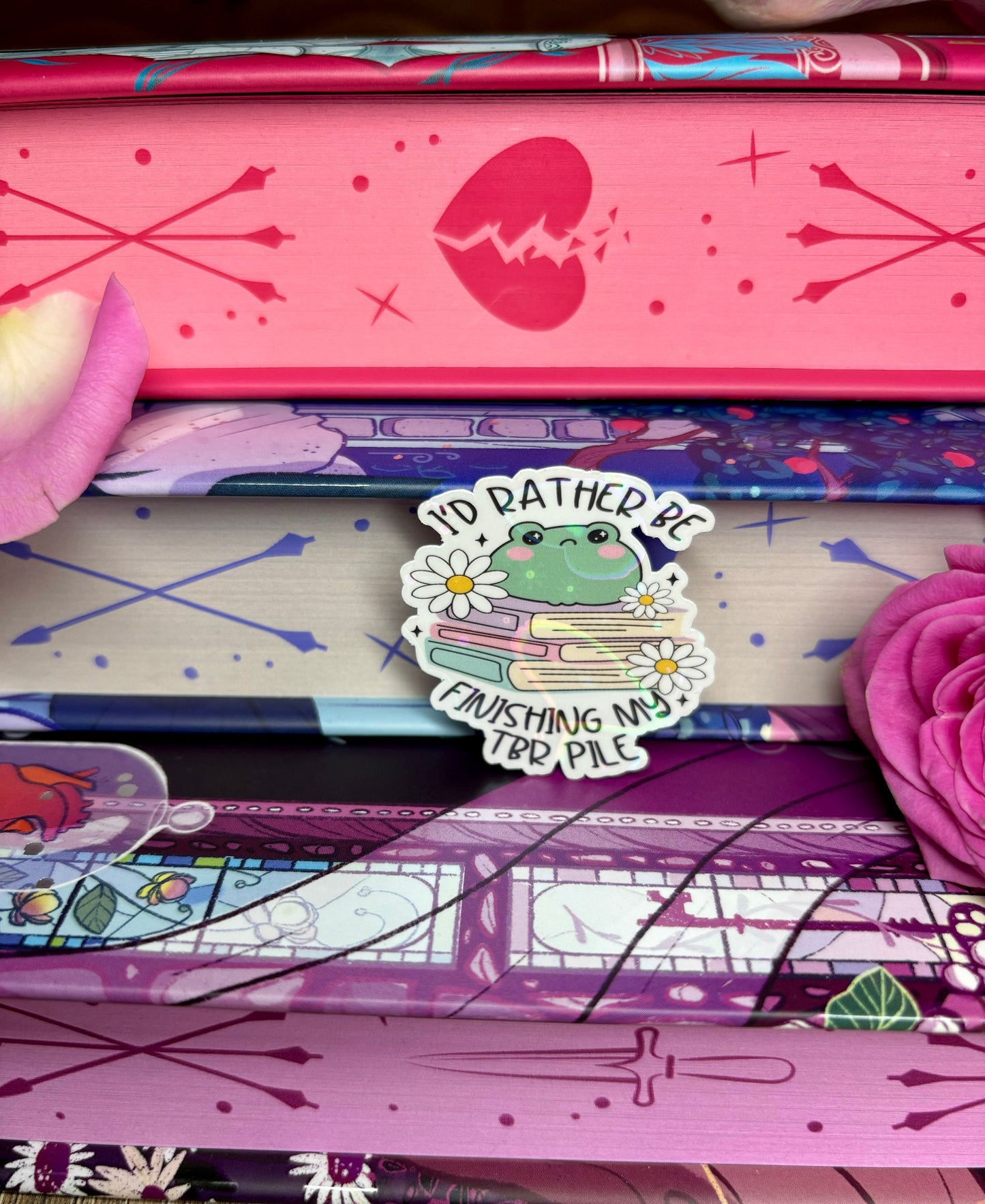Mini I'd Rather Be Finishing My TBR Pile Frog Sticker