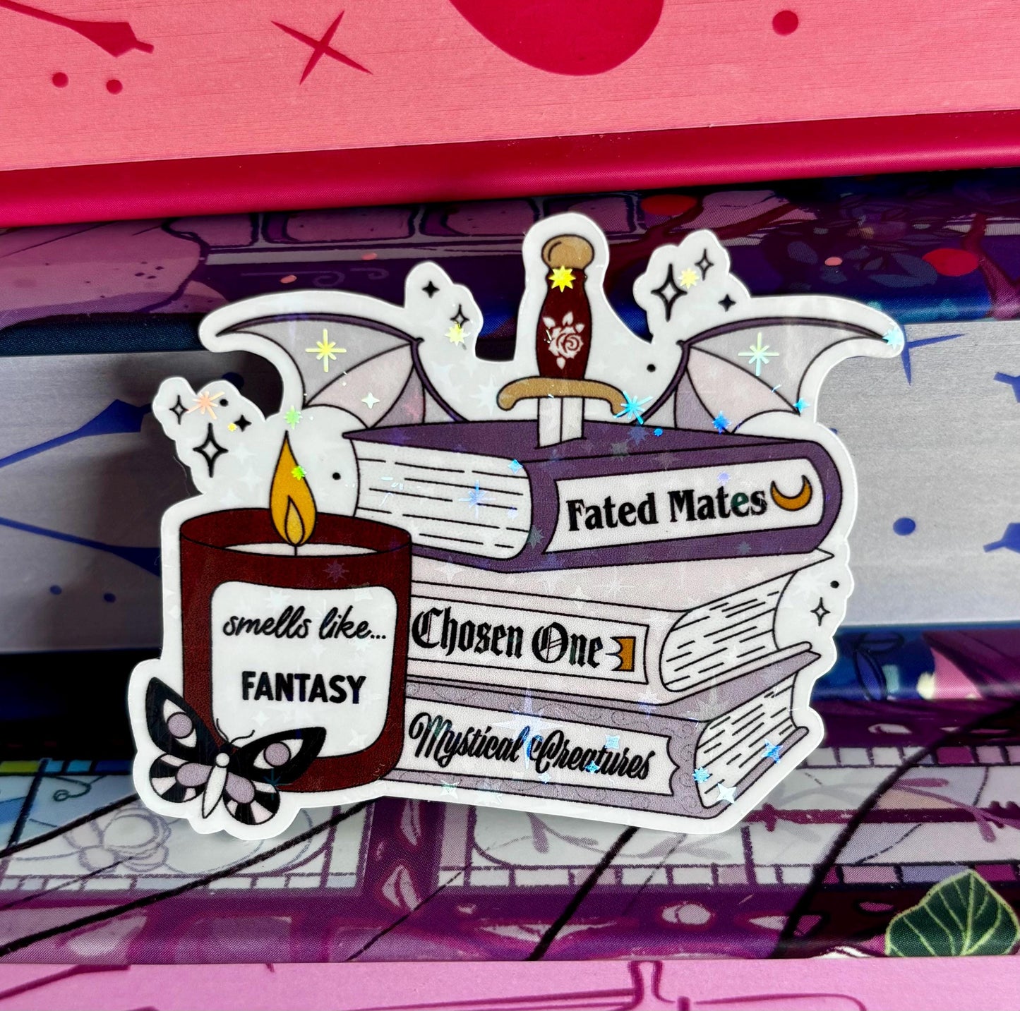 Mini Smells Like Fantasy Book Stack Sticker