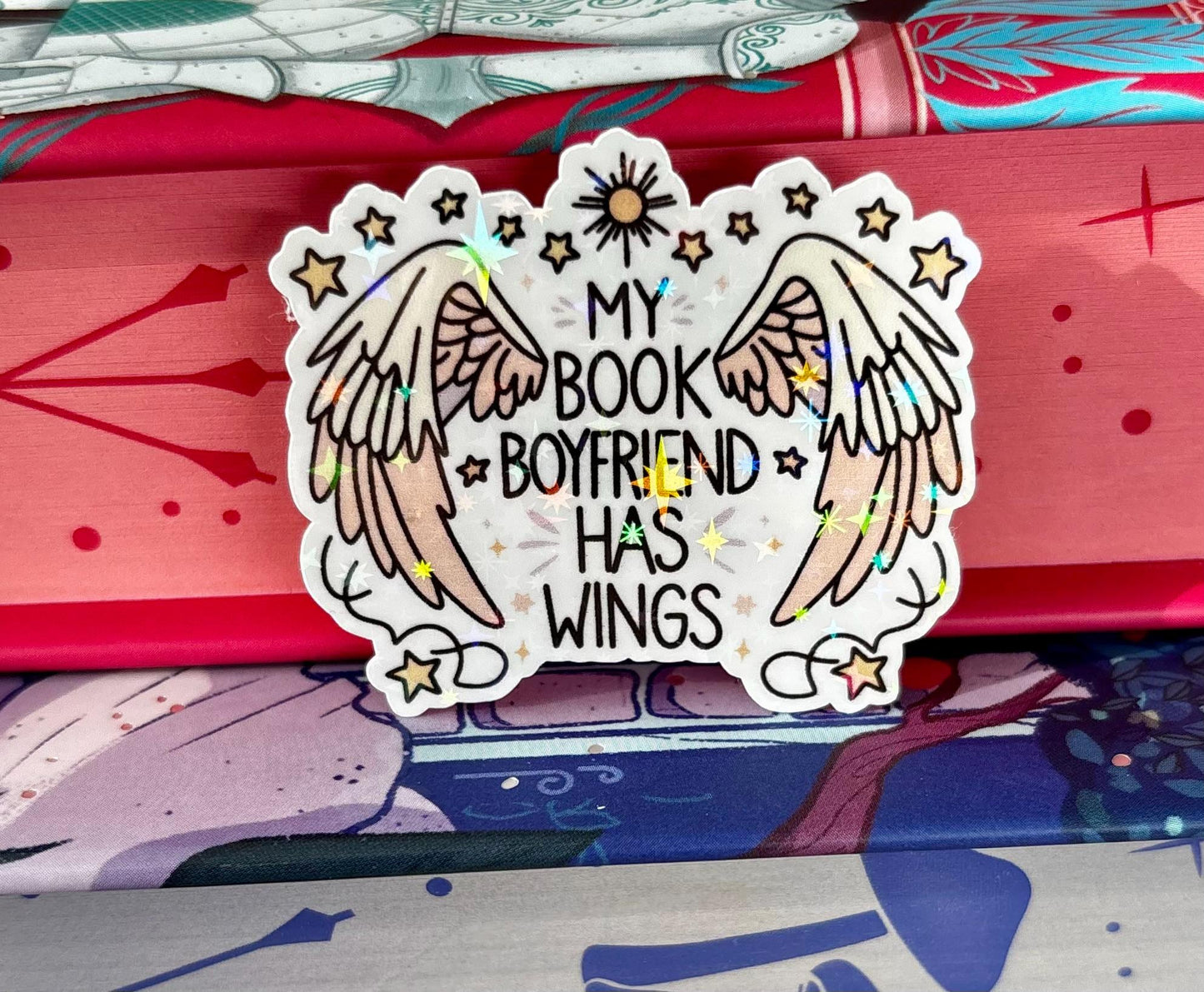 Mini My Book Boyfriend Has Wings Sticker