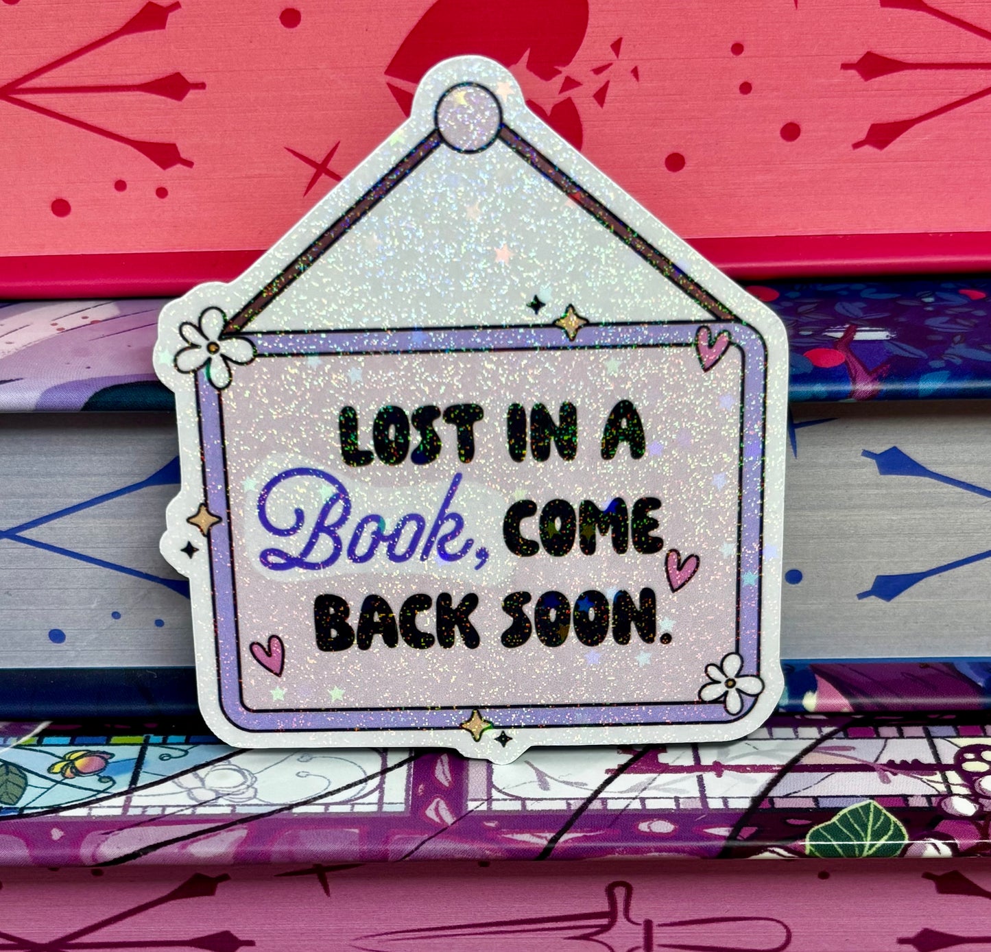 Lost In A Book Come Back Soon Sign Style Sticker