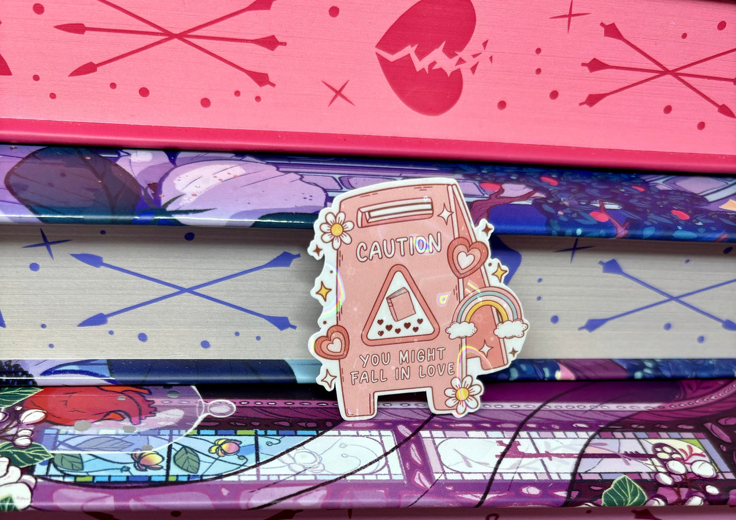 Mini Caution You Might Fall In Love Floor Sign Style Sticker