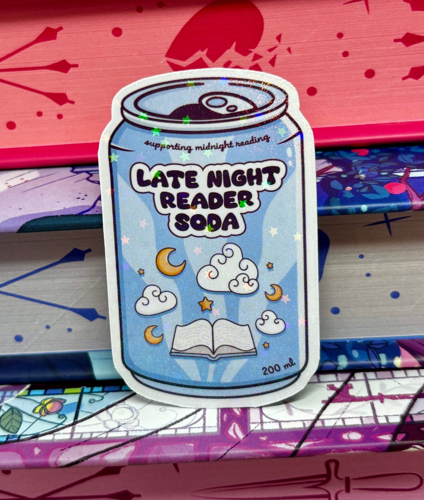 Late Night Reader Soda Can Sticker