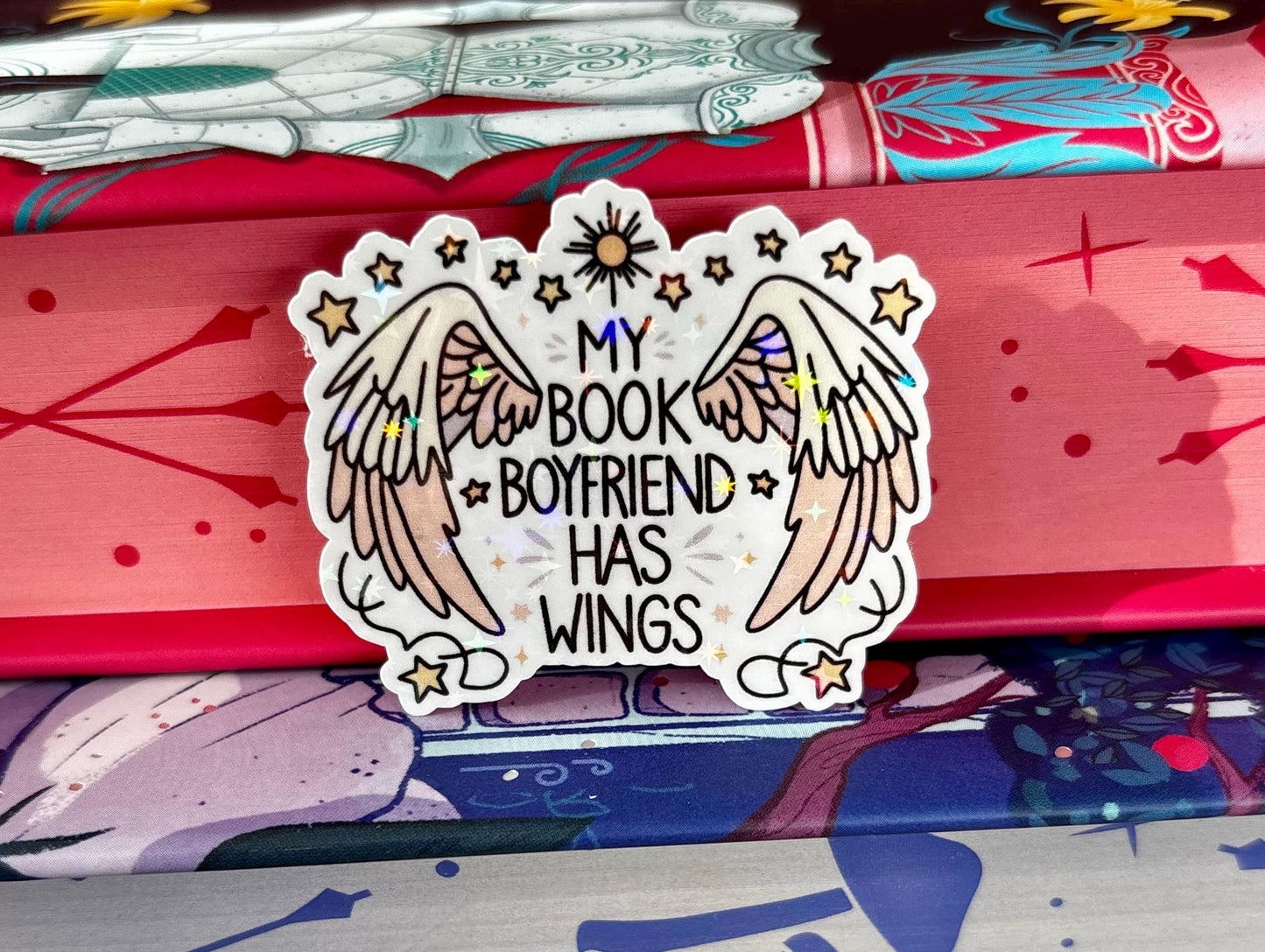 Mini My Book Boyfriend Has Wings Sticker