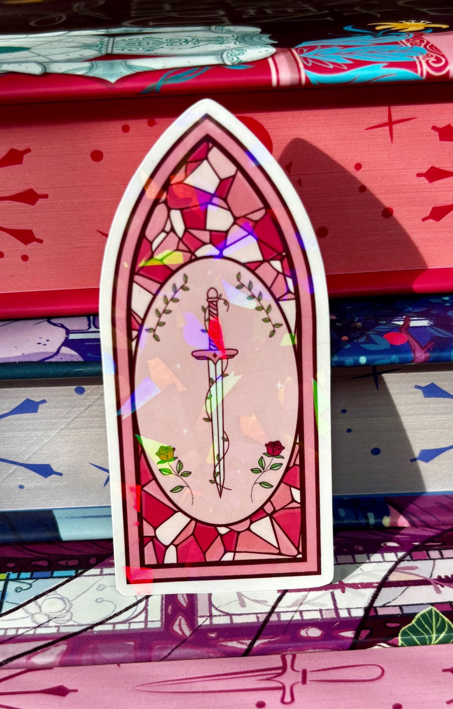 Pink Stained Glass Fantasy Window Sticker