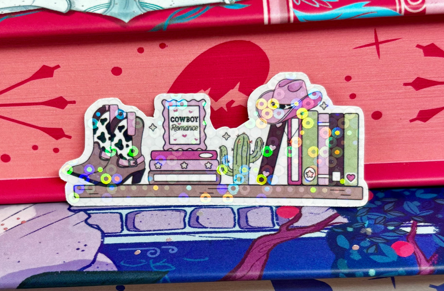 Mini Cowboy Romance Bookshelf Sticker