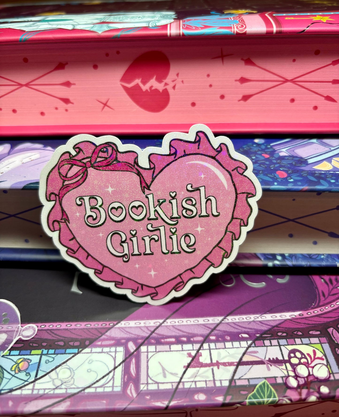 Cute Bookish Girlie Heart Sticker