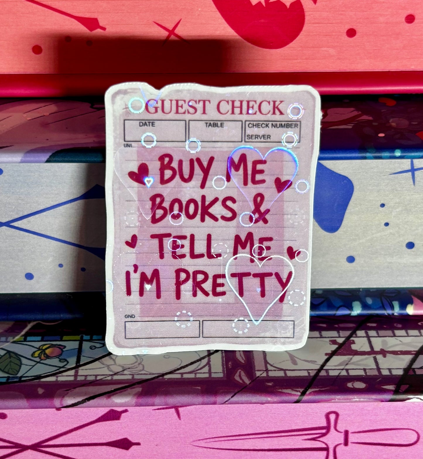 Mini Buy Me Books And Tell Me I'm Pretty Guest Check Sticker
