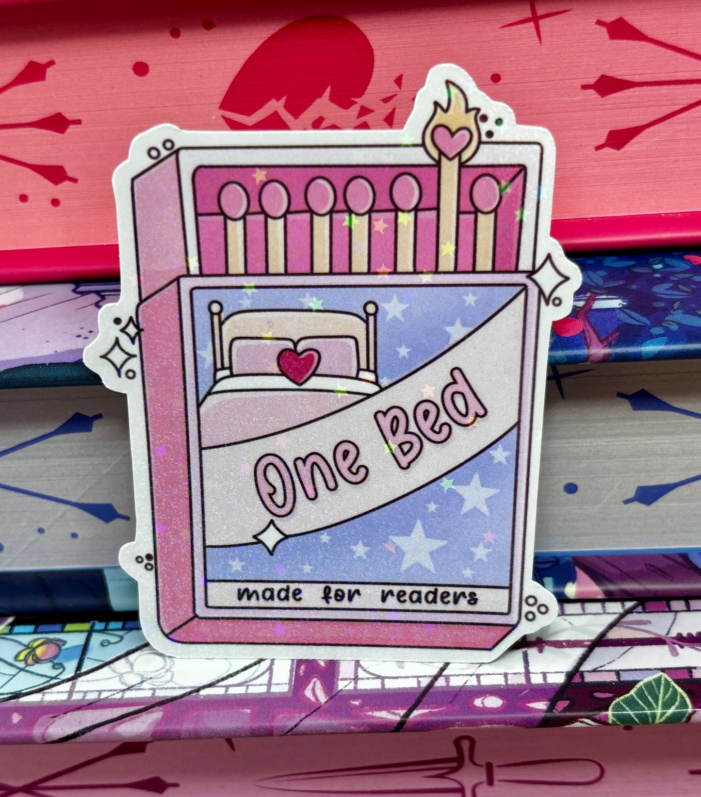 One Bed Matches Romance Tropes Sticker