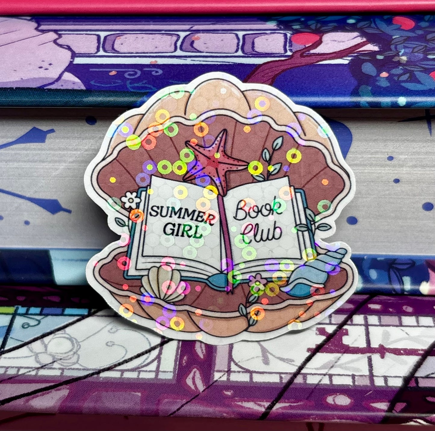 Mini Summer Girl Book Club Shell Sticker