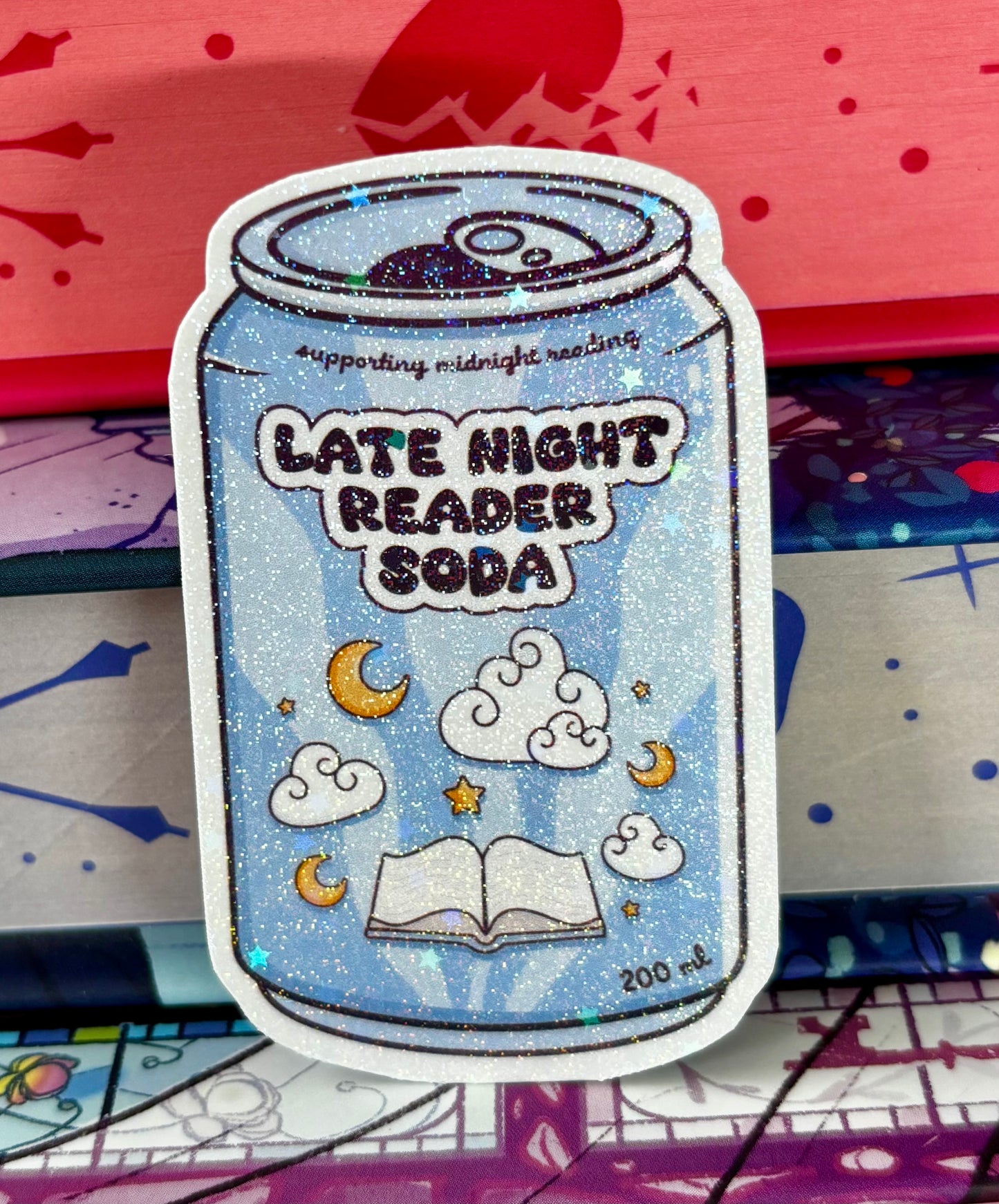 Late Night Reader Soda Can Sticker