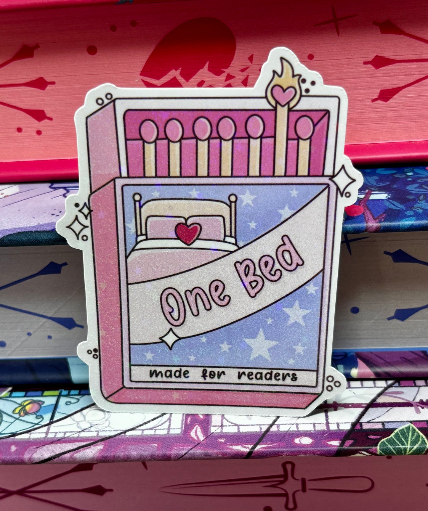 One Bed Matches Romance Tropes Sticker