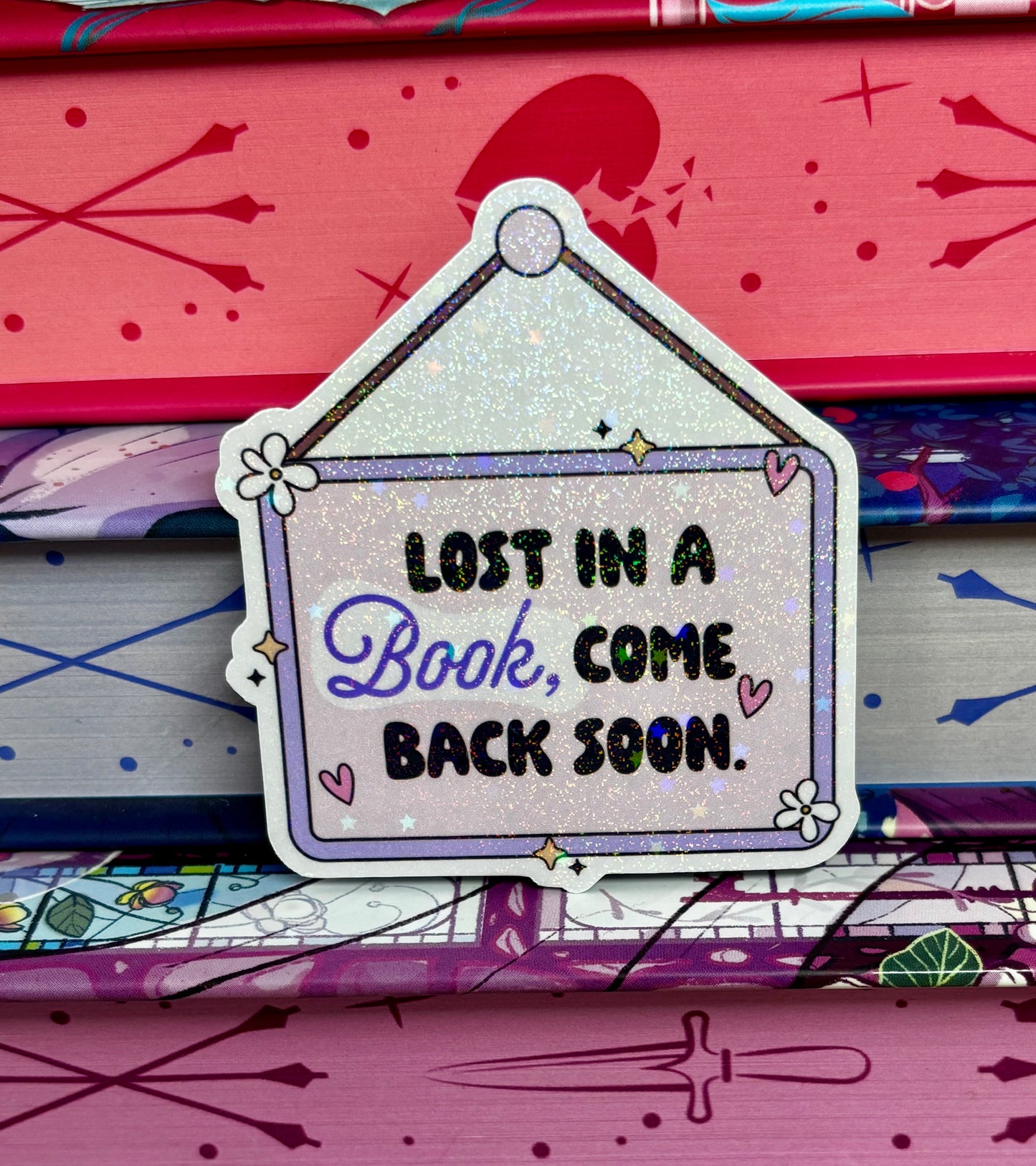 Lost In A Book Come Back Soon Sign Style Sticker
