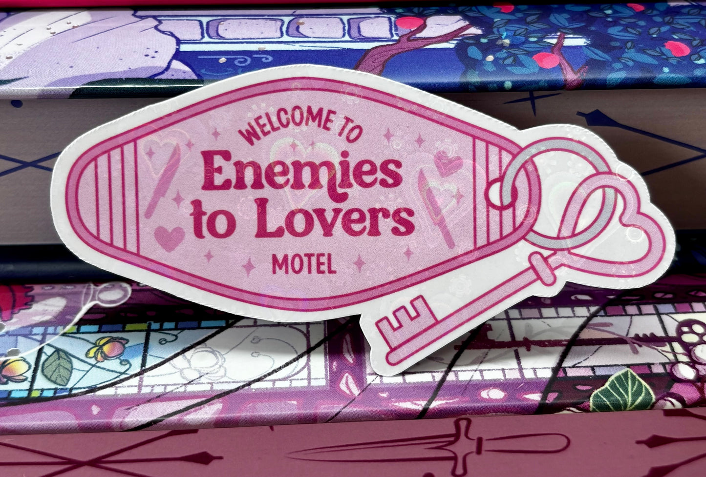 Welcome To Enemies To Lovers Motel Key Sticker