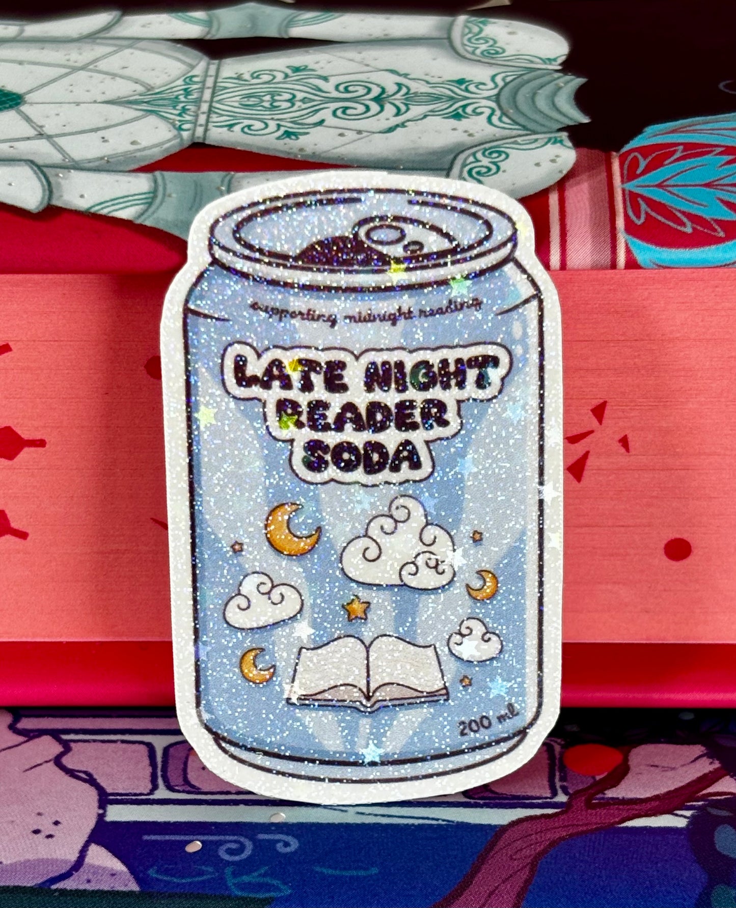 Mini Late Night Reader Soda Can Sticker