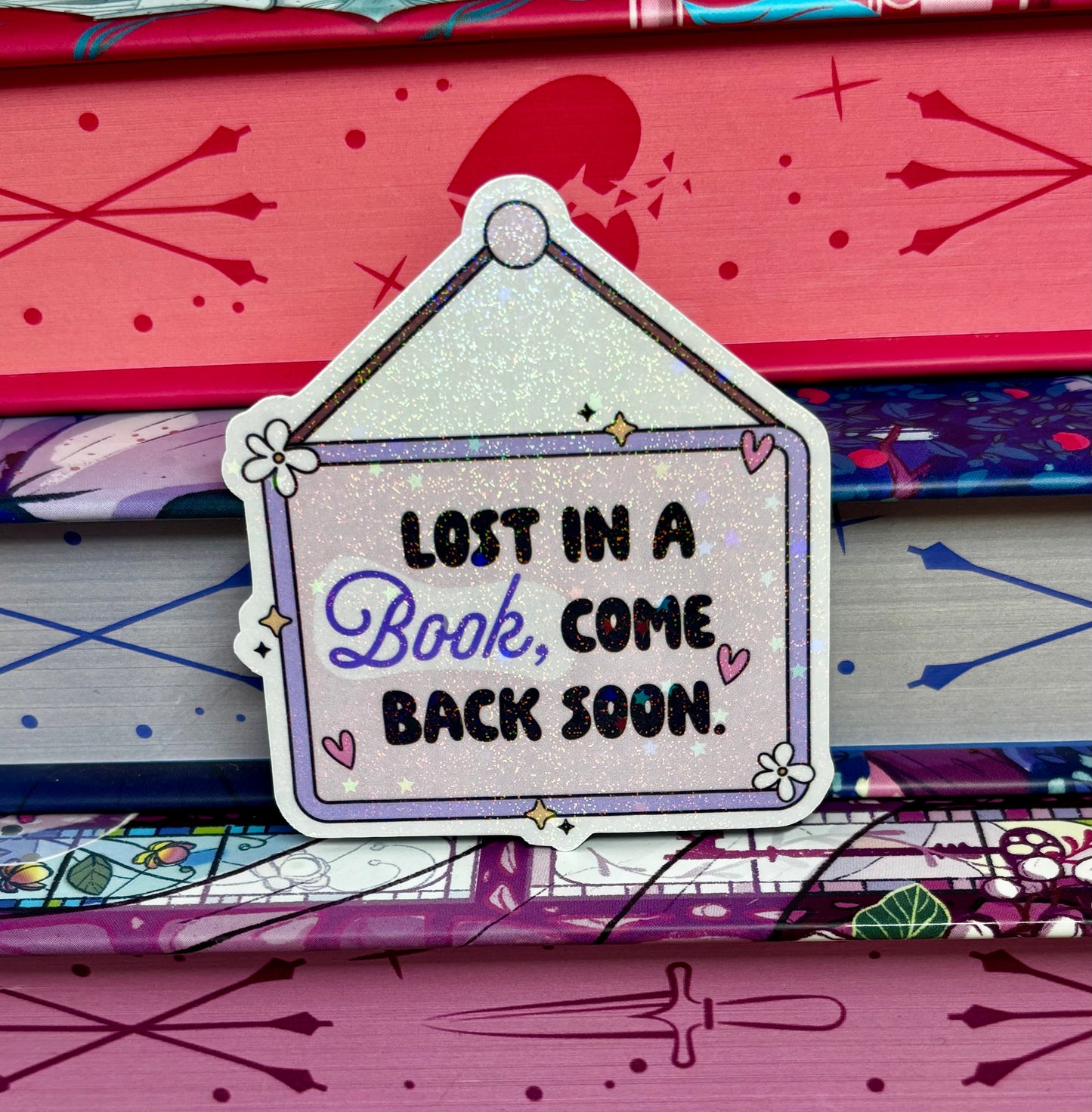 Lost In A Book Come Back Soon Sign Style Sticker