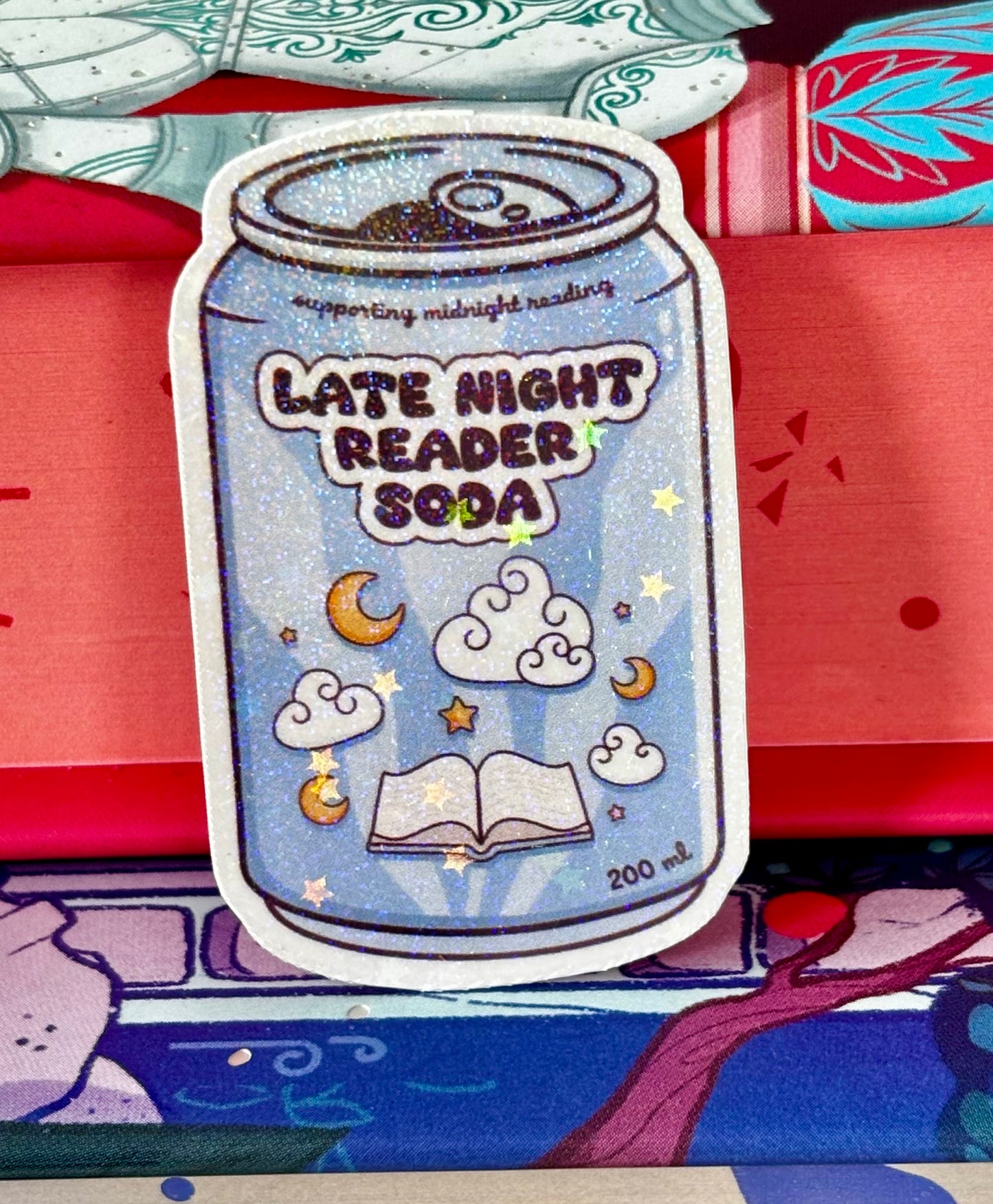 Mini Late Night Reader Soda Can Sticker