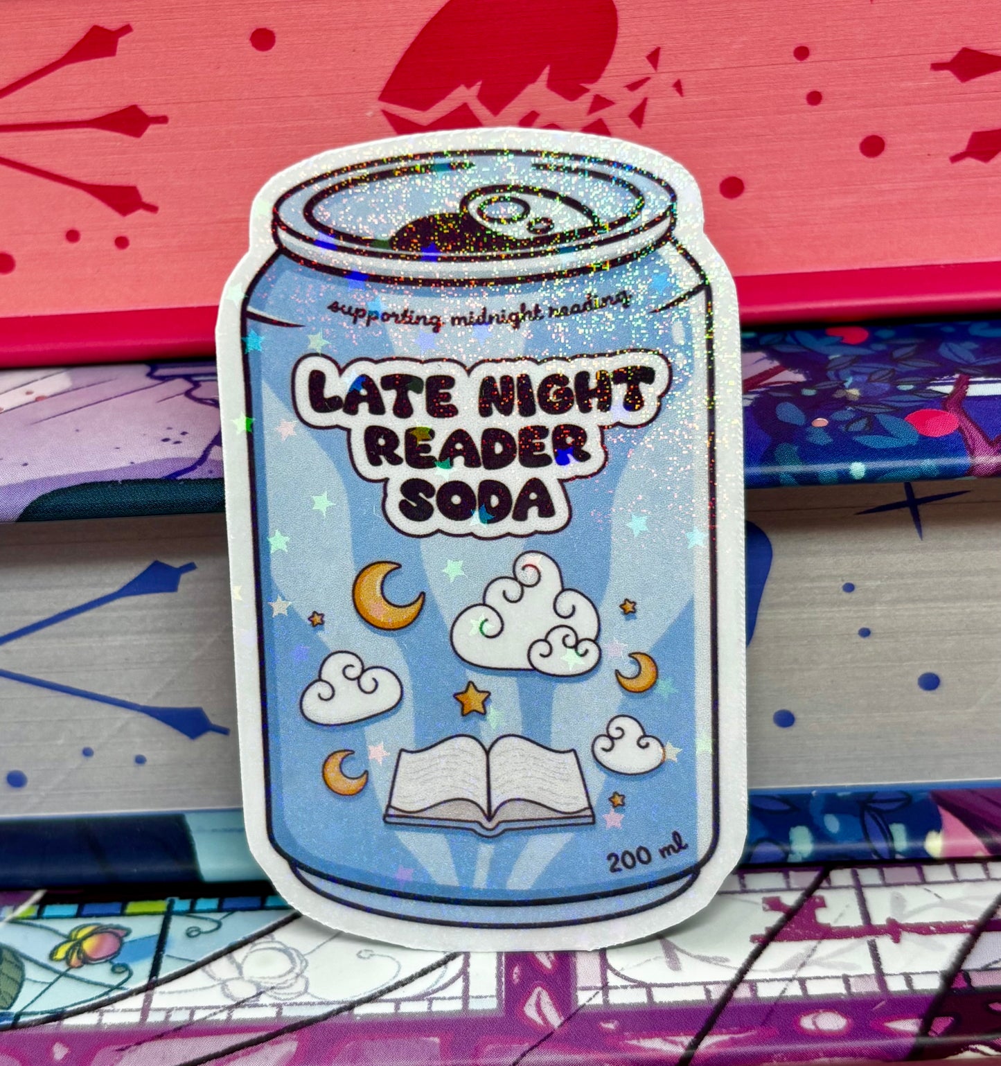 Late Night Reader Soda Can Sticker
