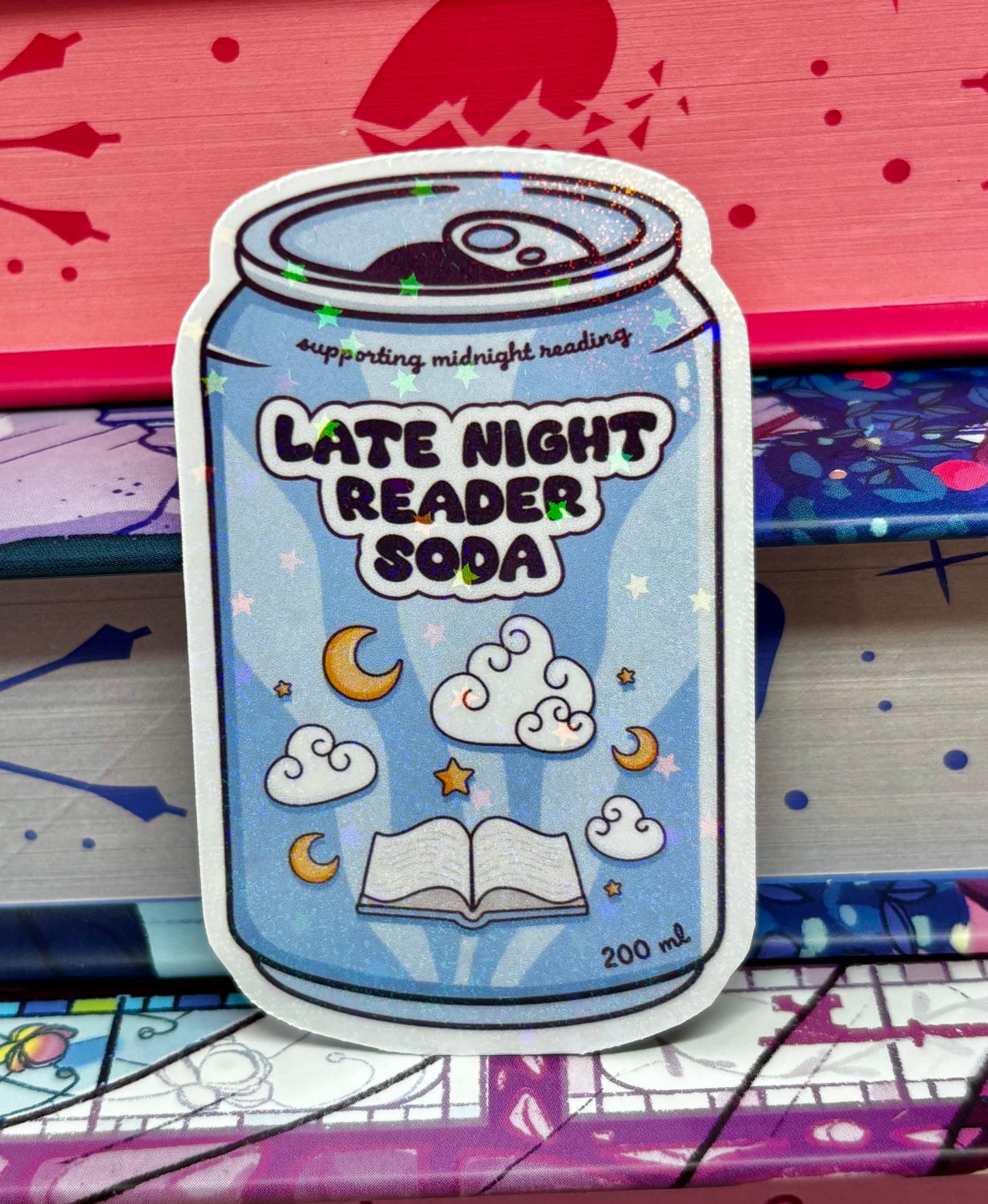 Late Night Reader Soda Can Sticker
