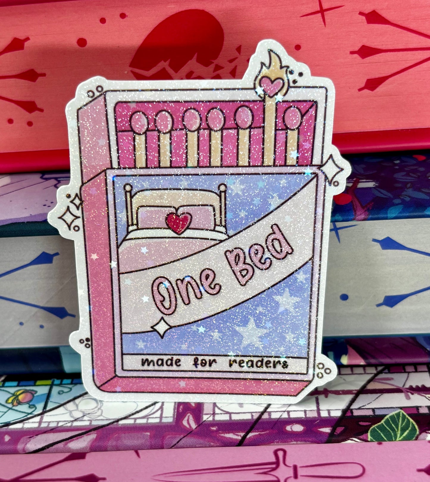 One Bed Matches Romance Tropes Sticker