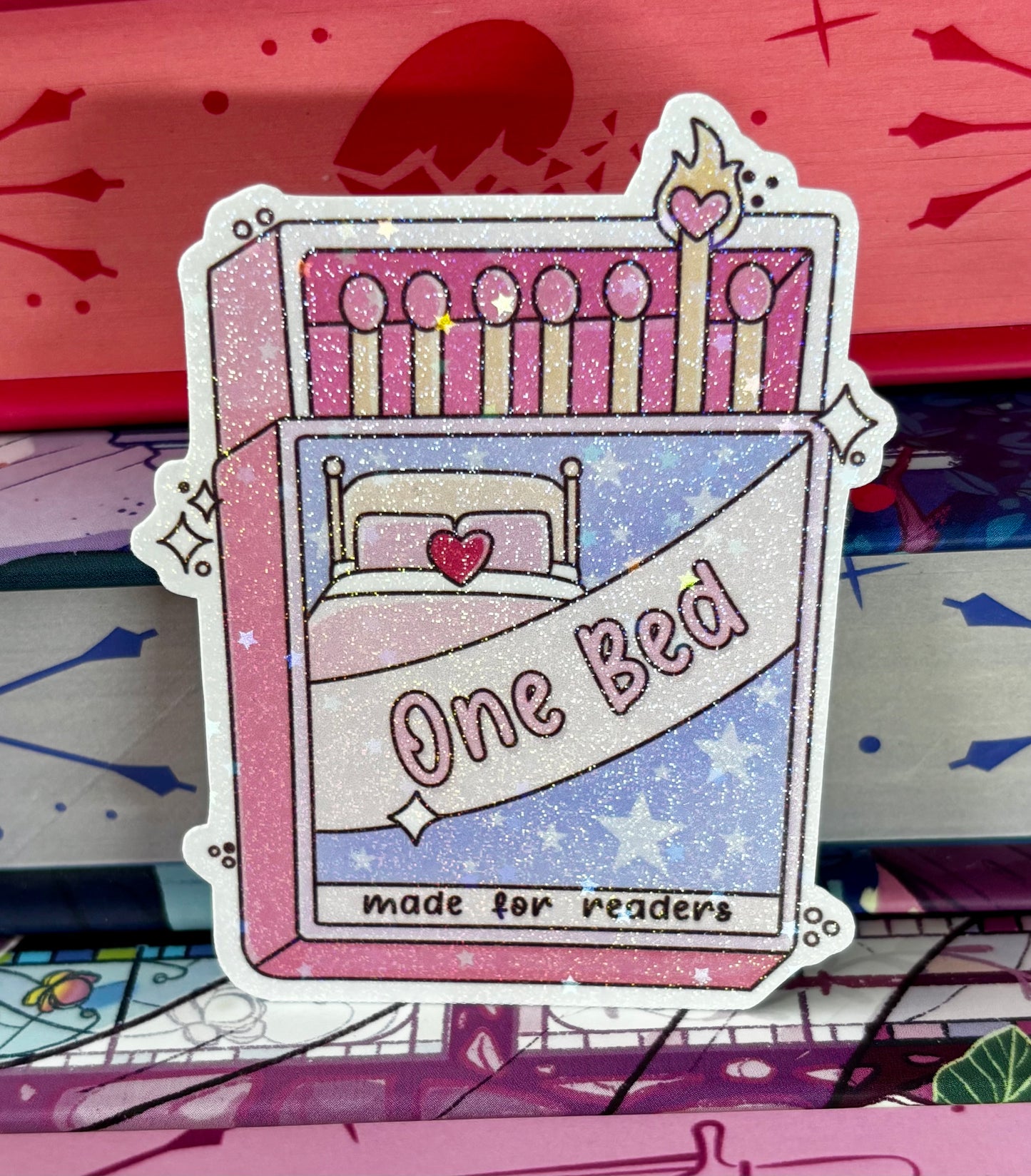 One Bed Matches Romance Tropes Sticker