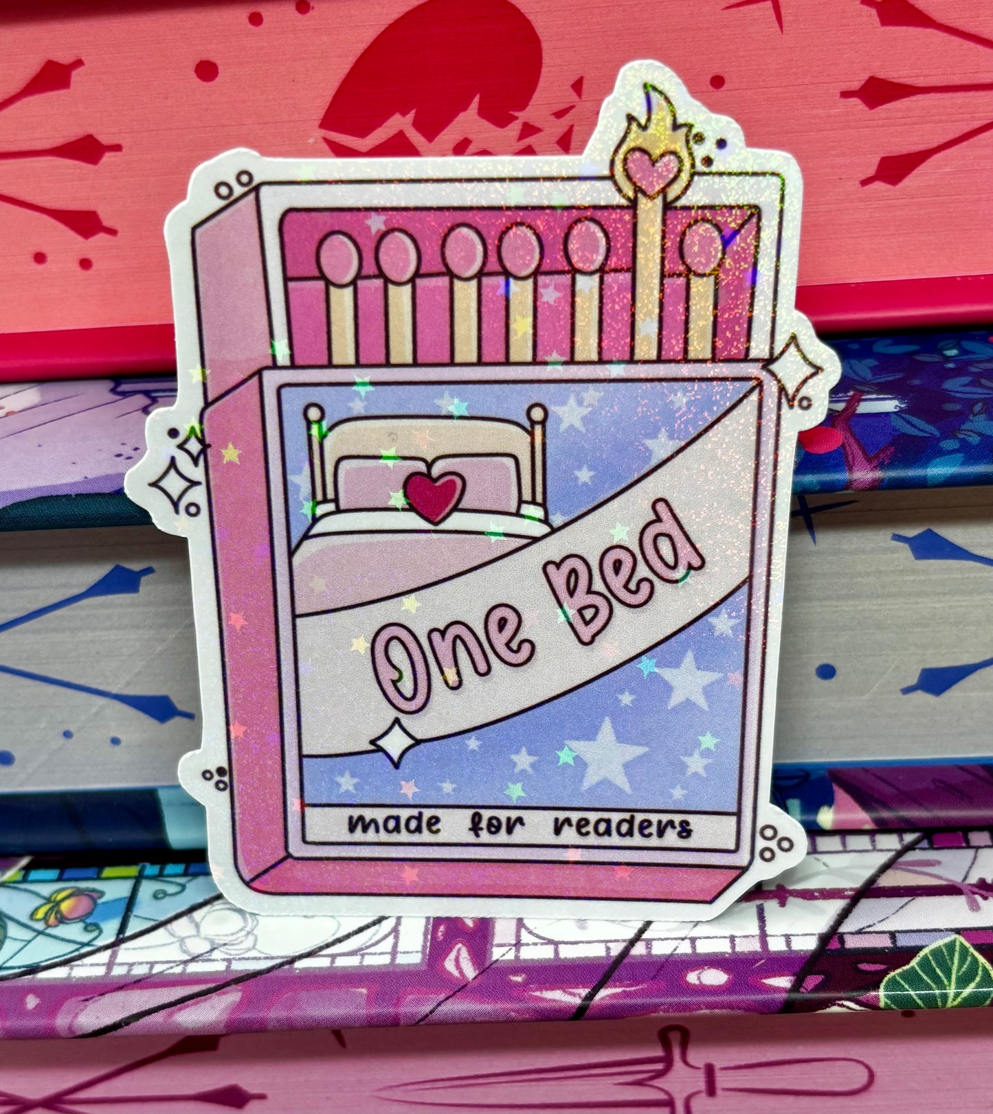 One Bed Matches Romance Tropes Sticker