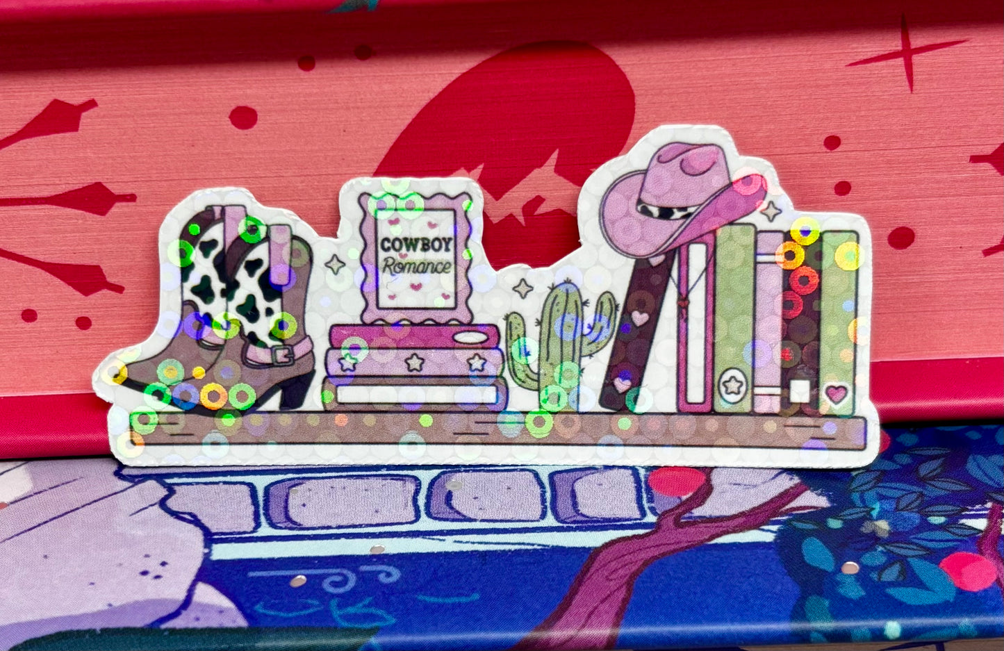 Mini Cowboy Romance Bookshelf Sticker