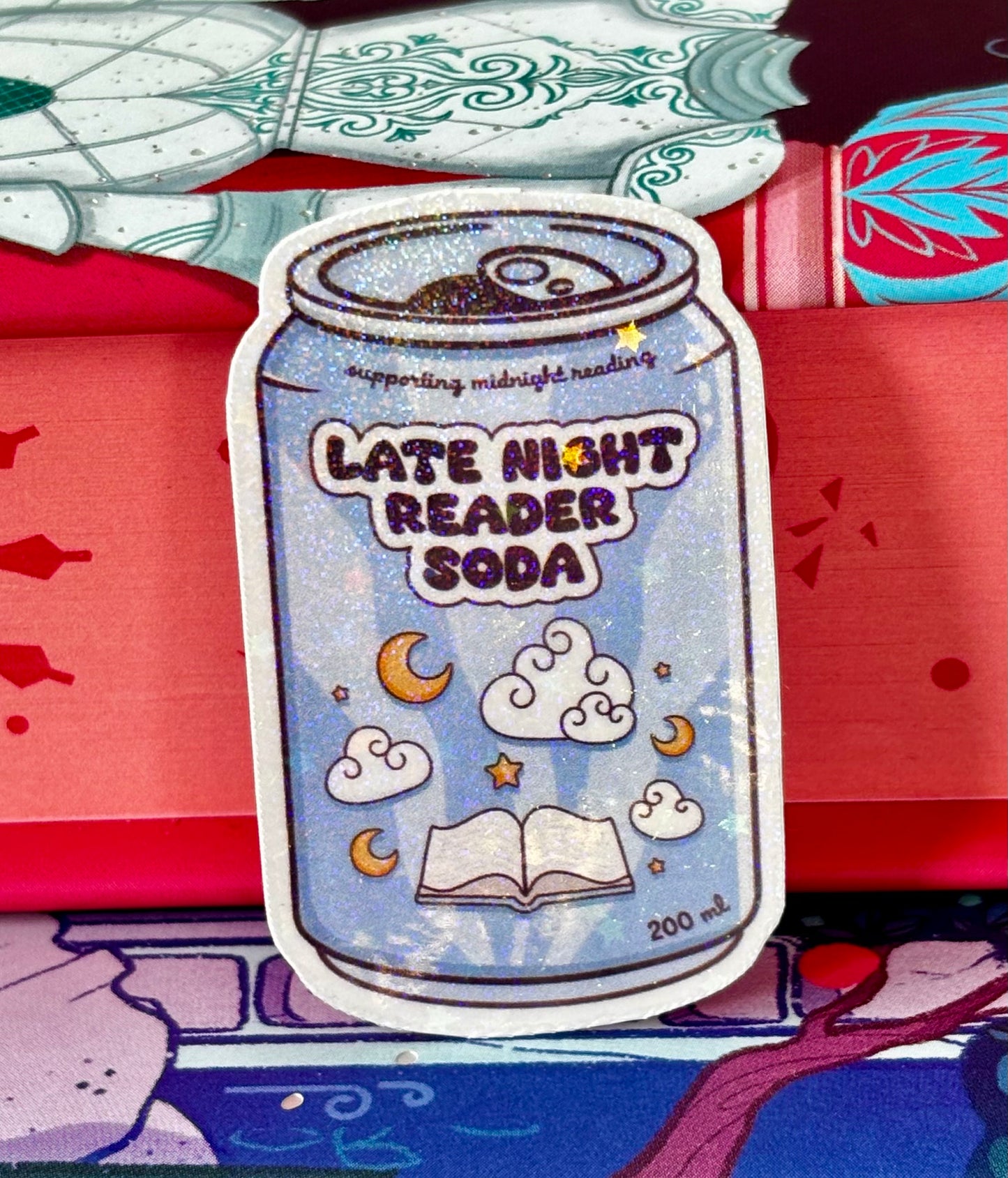 Mini Late Night Reader Soda Can Sticker