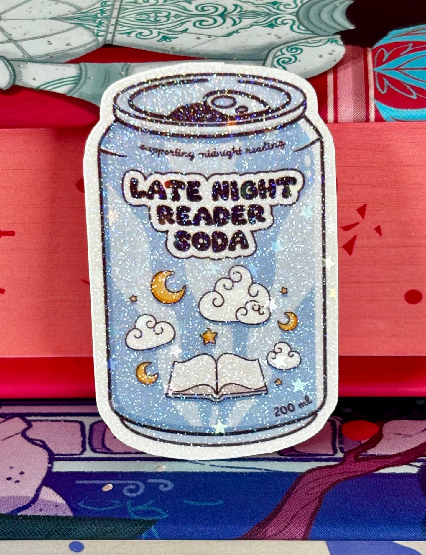 Mini Late Night Reader Soda Can Sticker