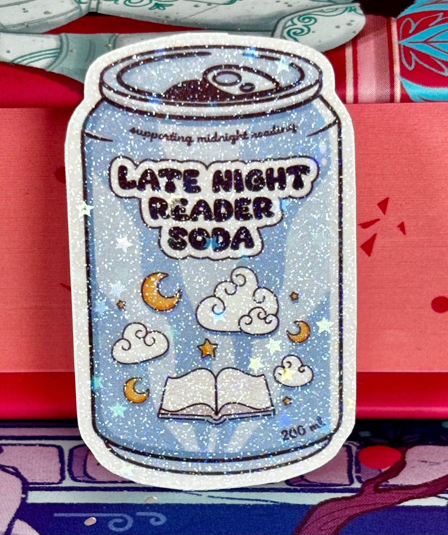 Mini Late Night Reader Soda Can Sticker