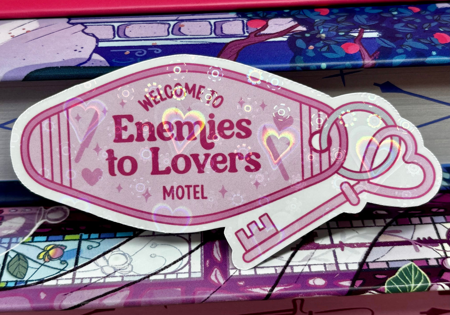 Welcome To Enemies To Lovers Motel Key Sticker
