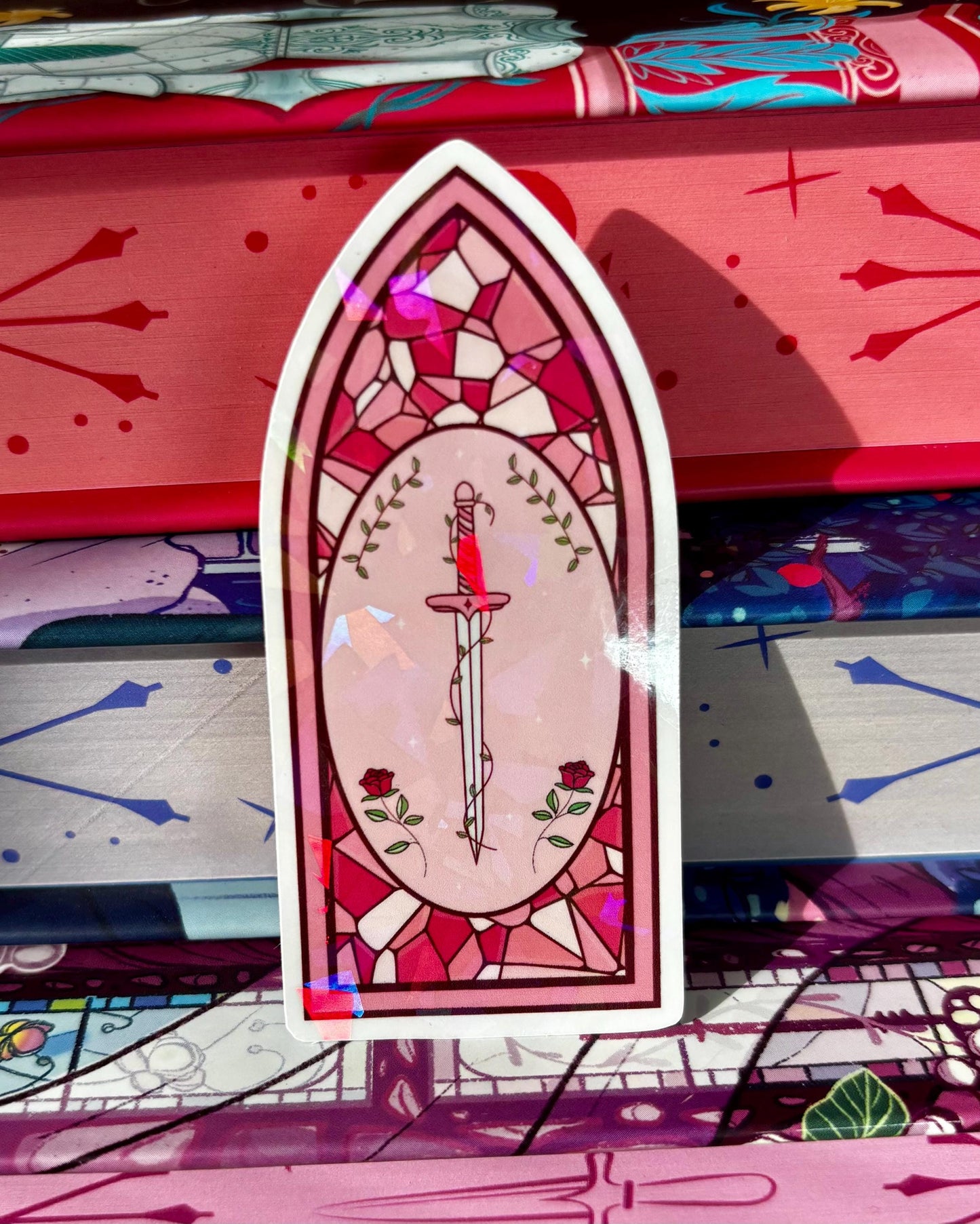Pink Stained Glass Fantasy Window Sticker