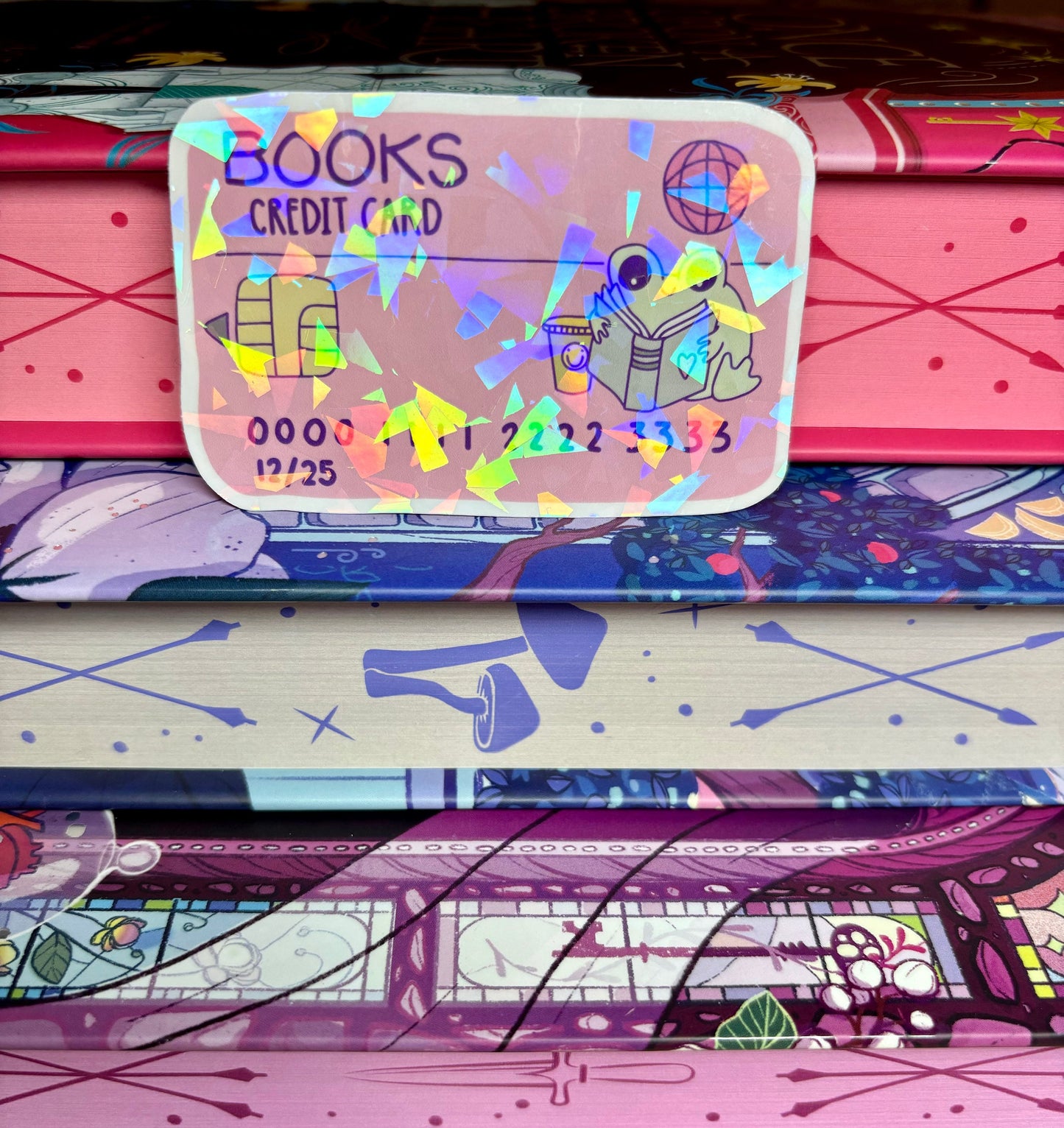 Cute Bookish Froggy Credit Card Sticker