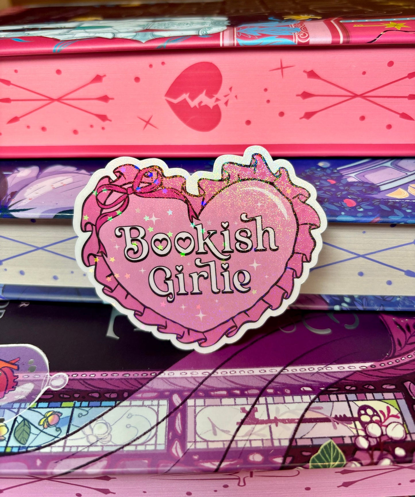 Cute Bookish Girlie Heart Sticker