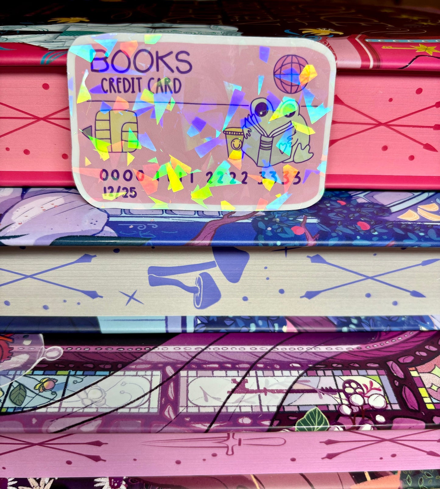 Cute Bookish Froggy Credit Card Sticker