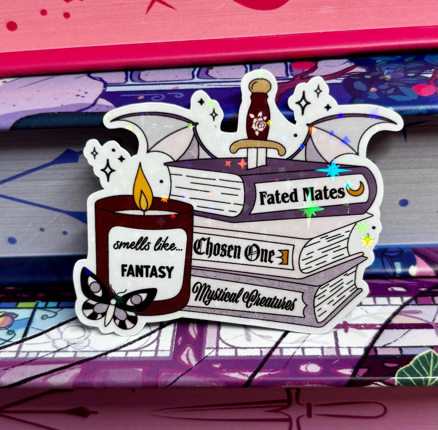 Mini Smells Like Fantasy Book Stack Sticker