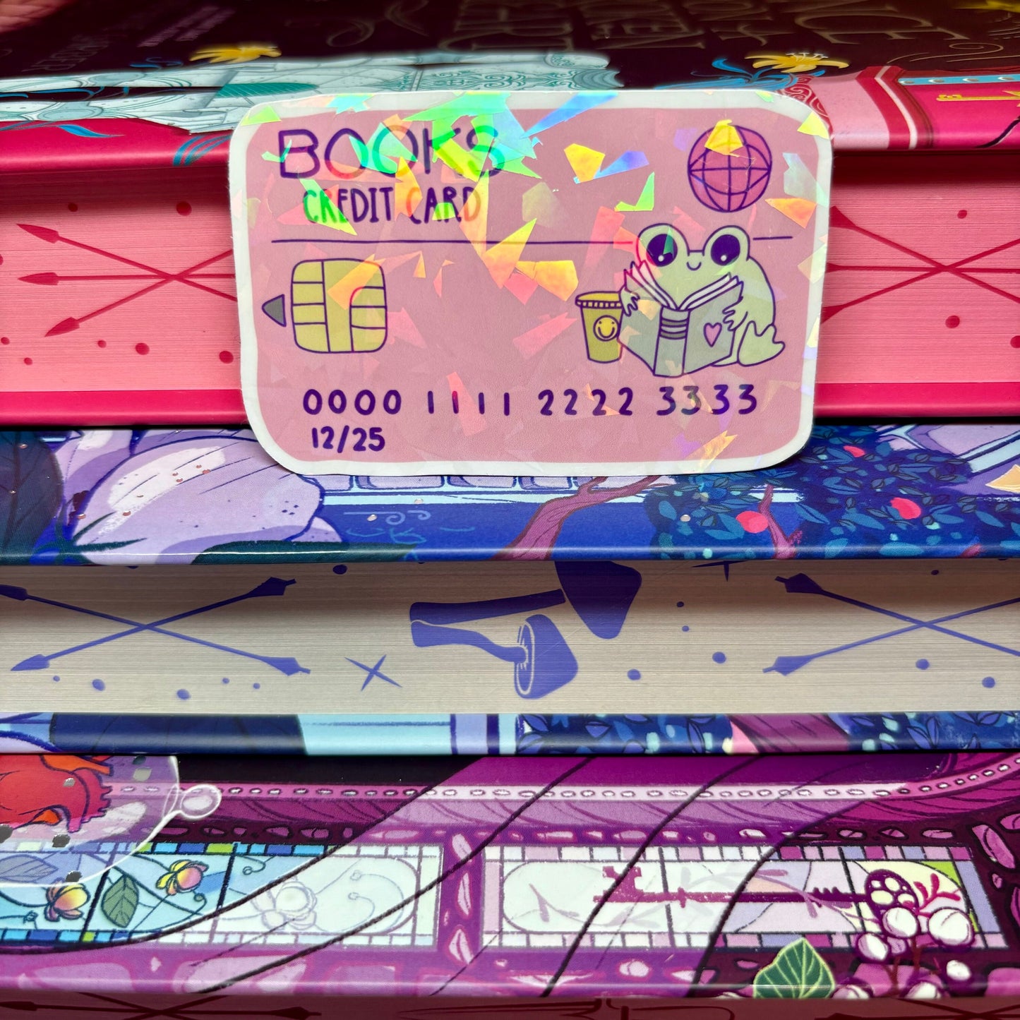 Cute Bookish Froggy Credit Card Sticker