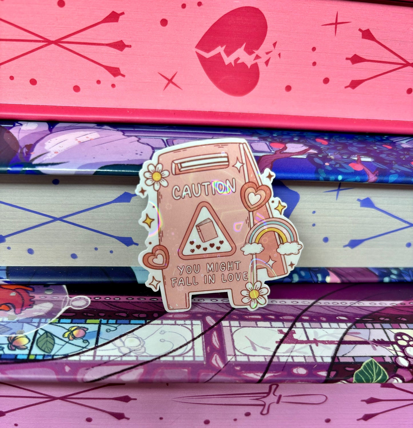 Mini Caution You Might Fall In Love Floor Sign Style Sticker