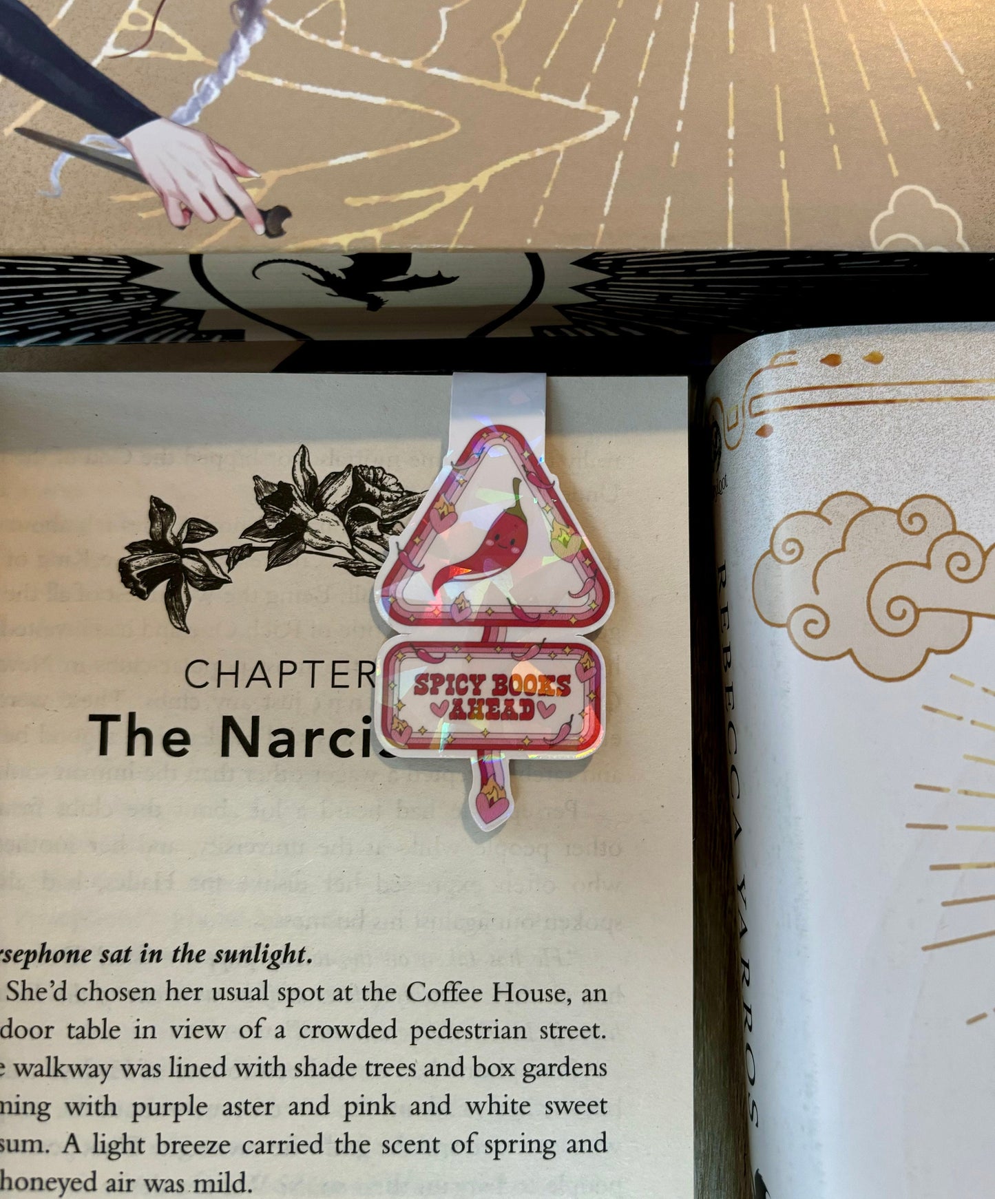 Spicy Books Ahead Caution Sign Magnetic Bookmark