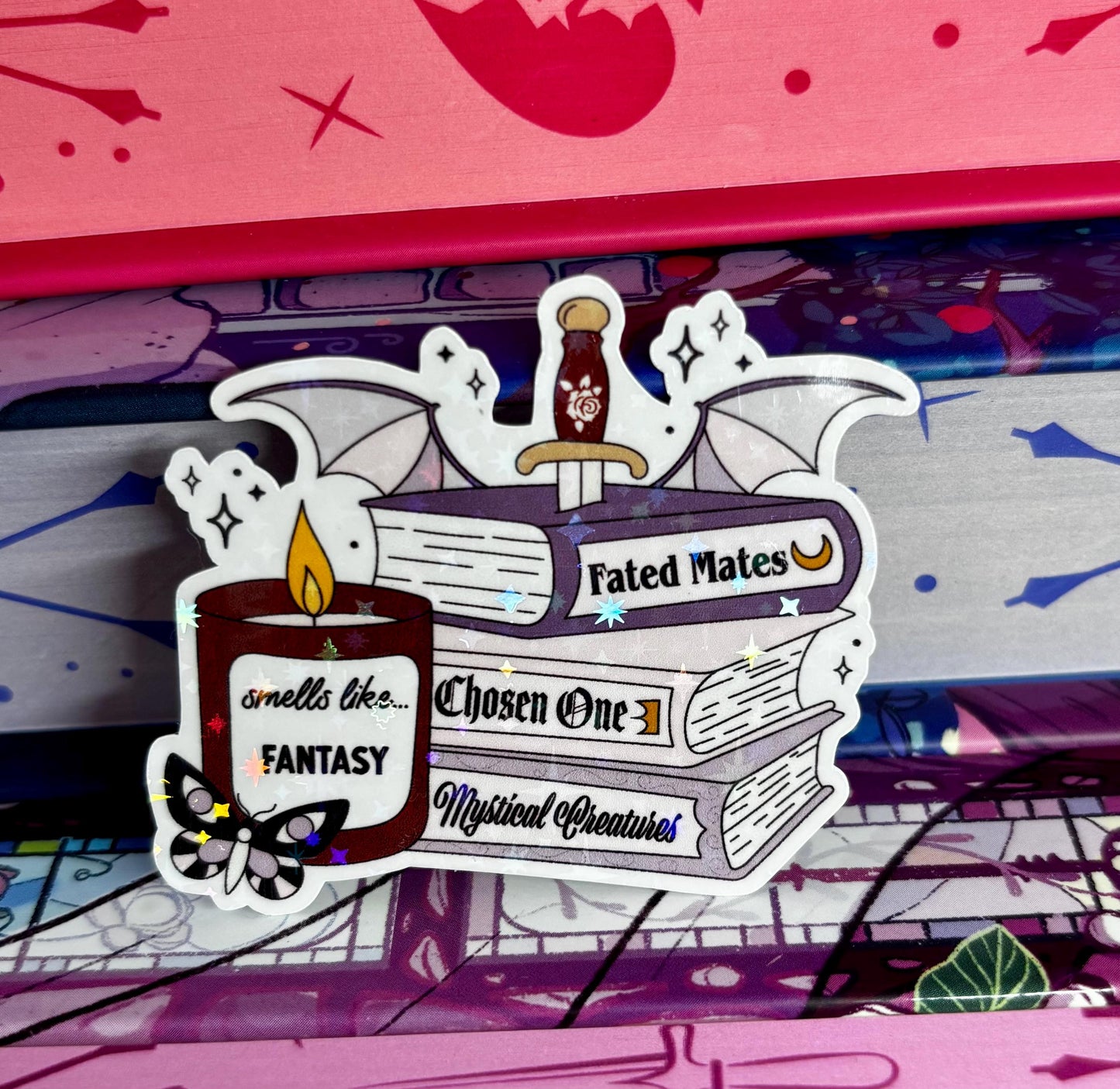 Mini Smells Like Fantasy Book Stack Sticker