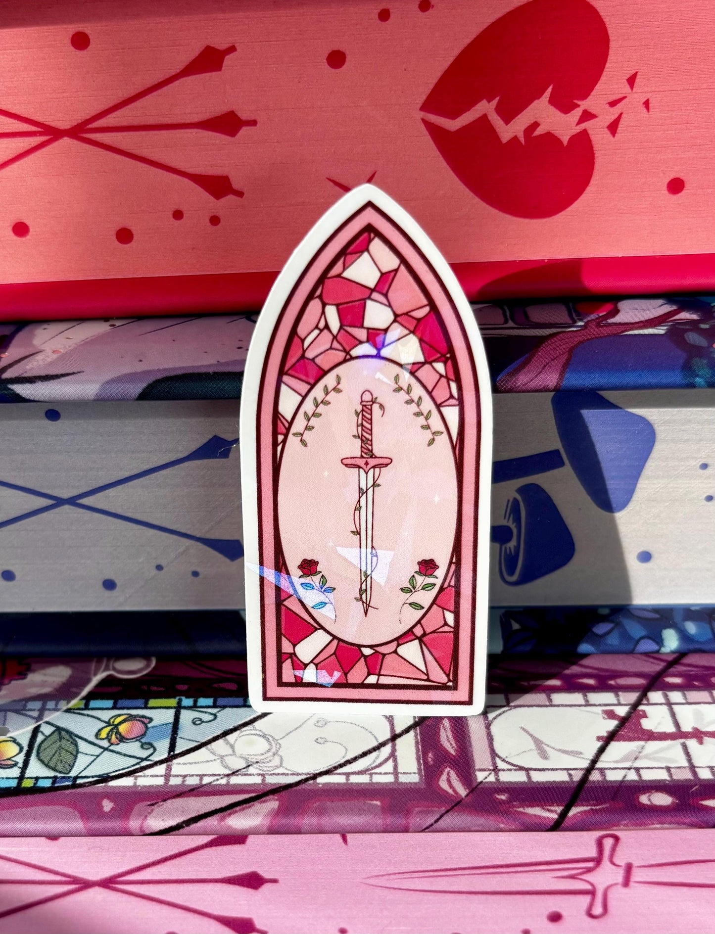 Mini Pink Stained Glass Fantasy Window Sticker