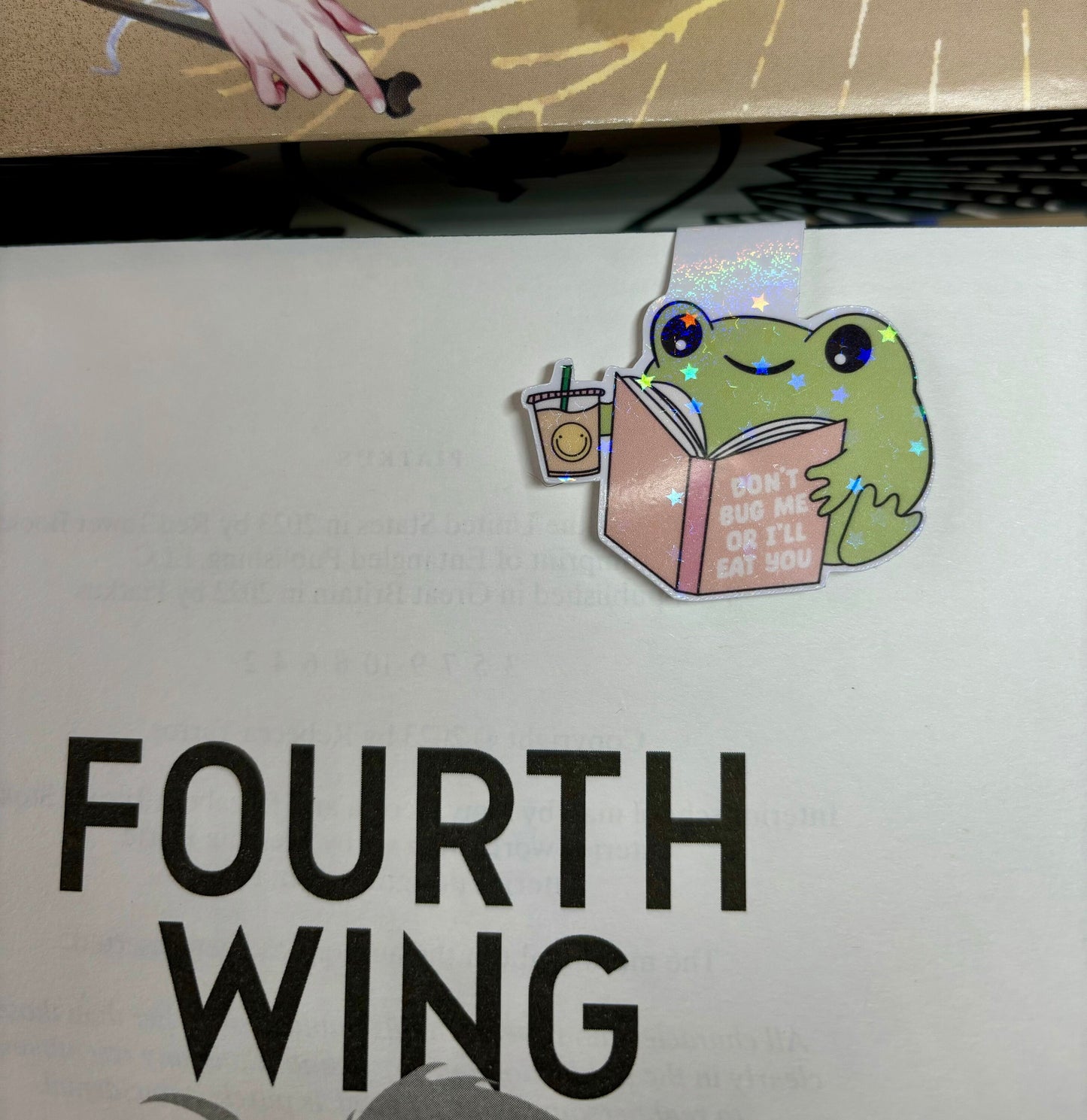 Mini Cute Bookish Reading Frog "Don't Bug Me Or I'll Eat You" Magnetic Bookmark