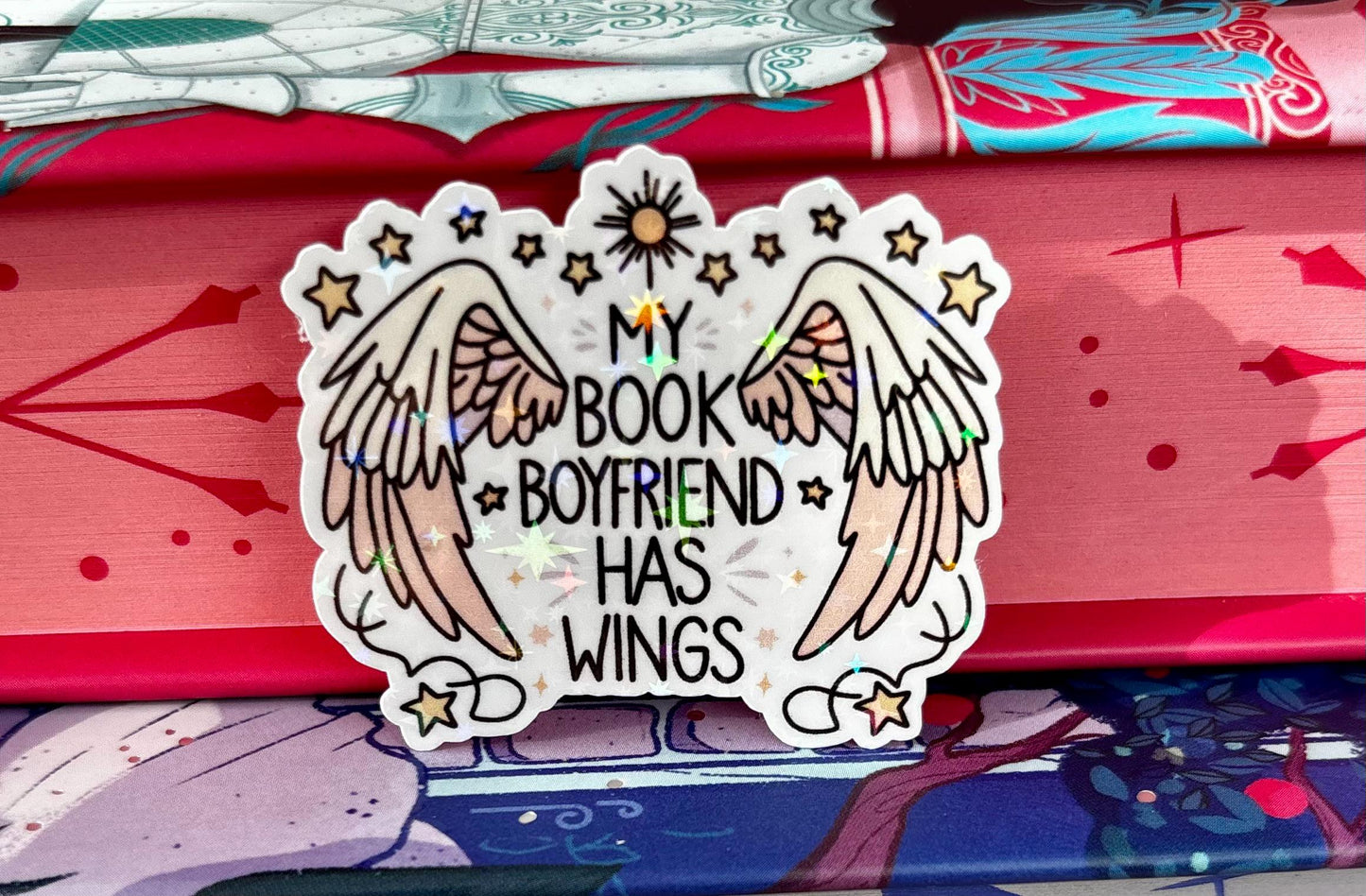 Mini My Book Boyfriend Has Wings Sticker