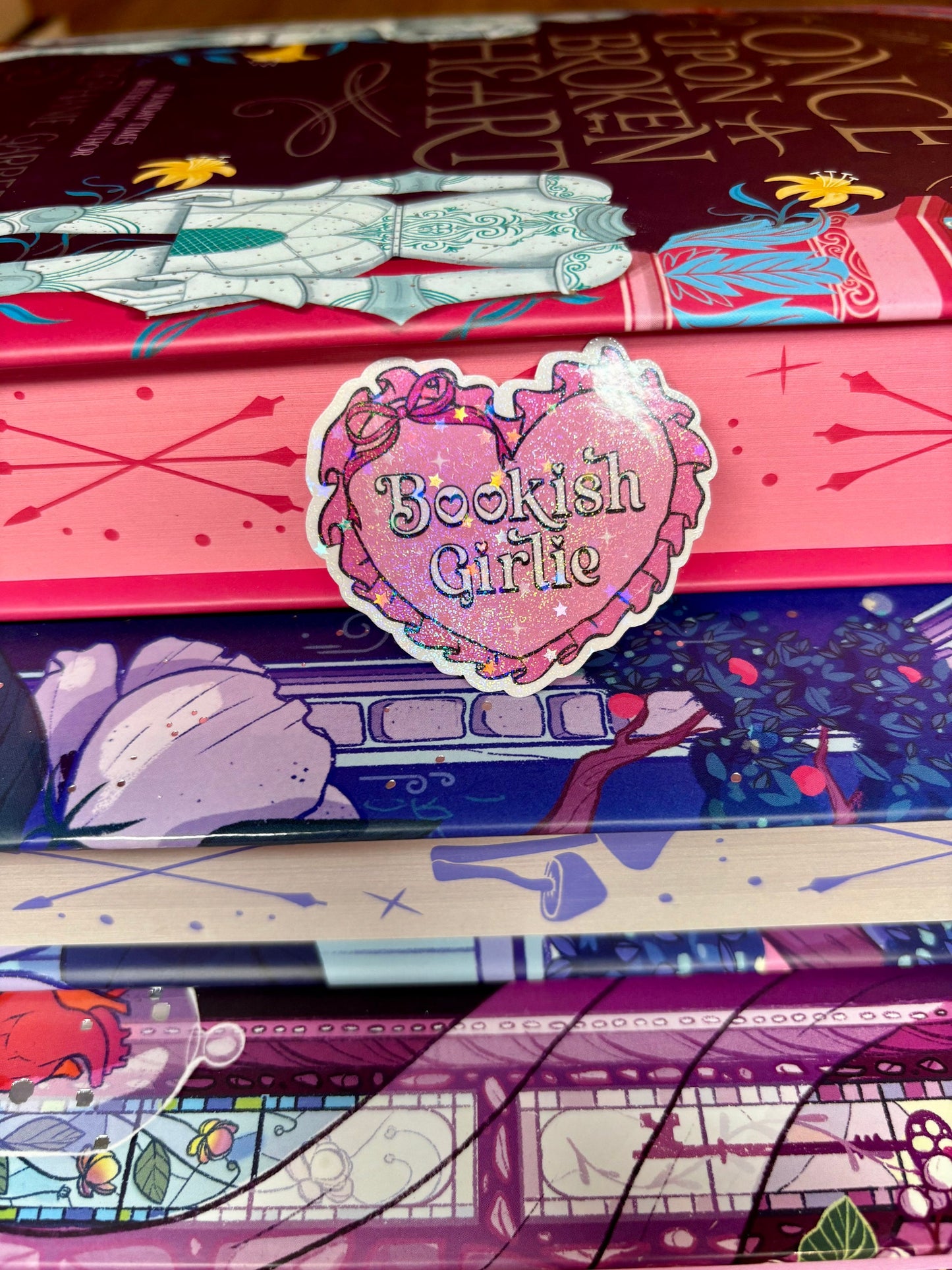 Mini Cute Bookish Girlie Heart Sticker