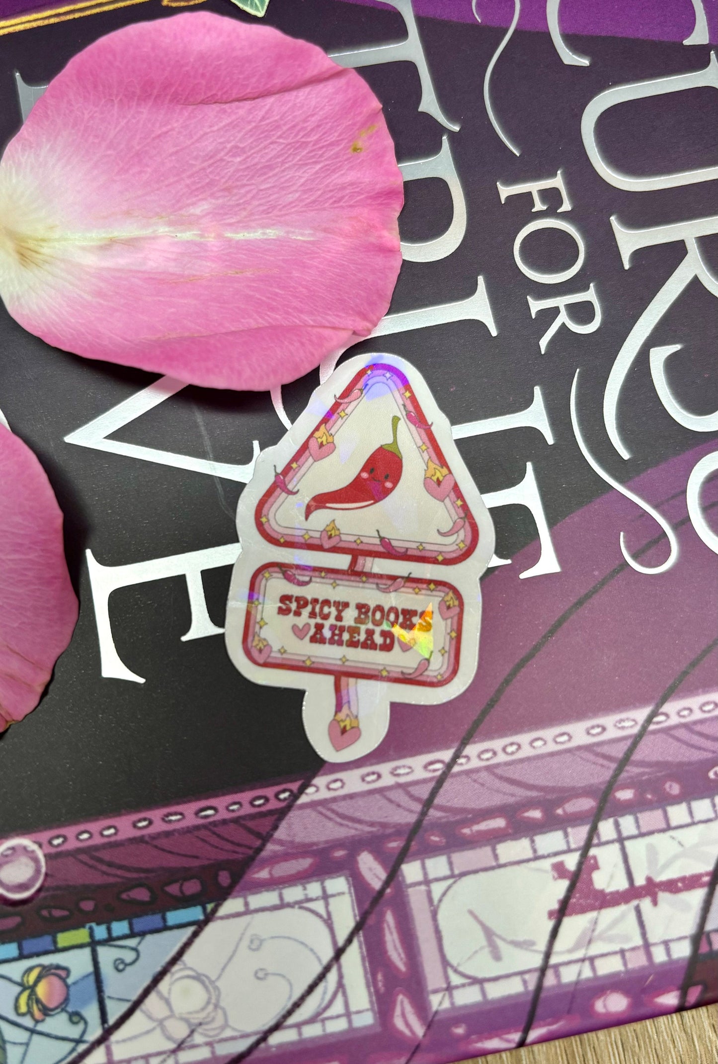 Mini Spicy Books Ahead Caution Sign Sticker