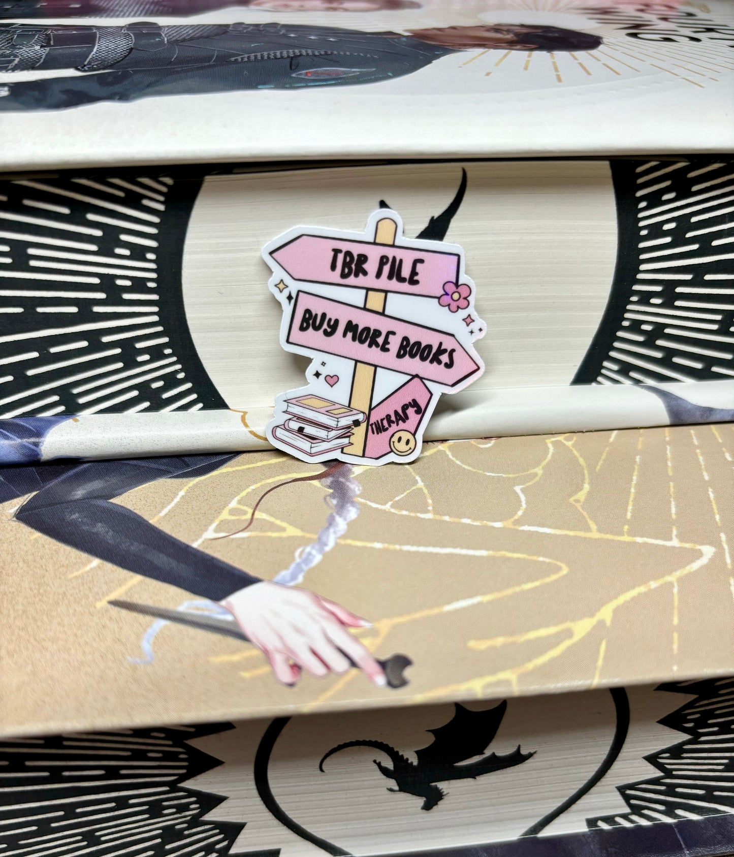 Mini TBR Pile, Buy More Books, Therapy Signpost Sticker