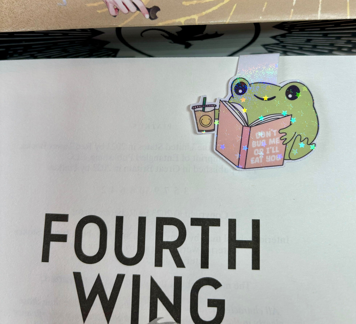 Mini Cute Bookish Reading Frog "Don't Bug Me Or I'll Eat You" Magnetic Bookmark