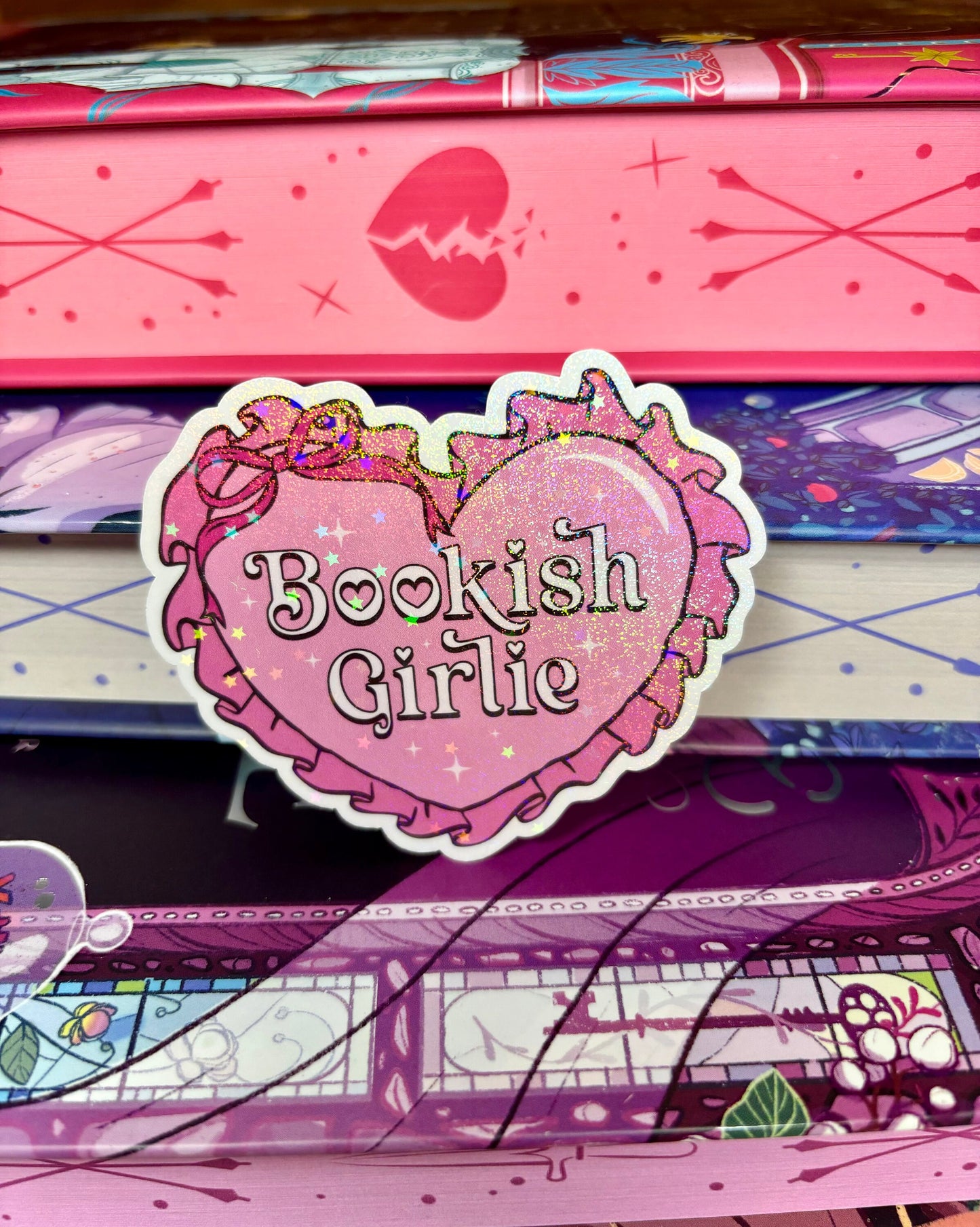 Cute Bookish Girlie Heart Sticker
